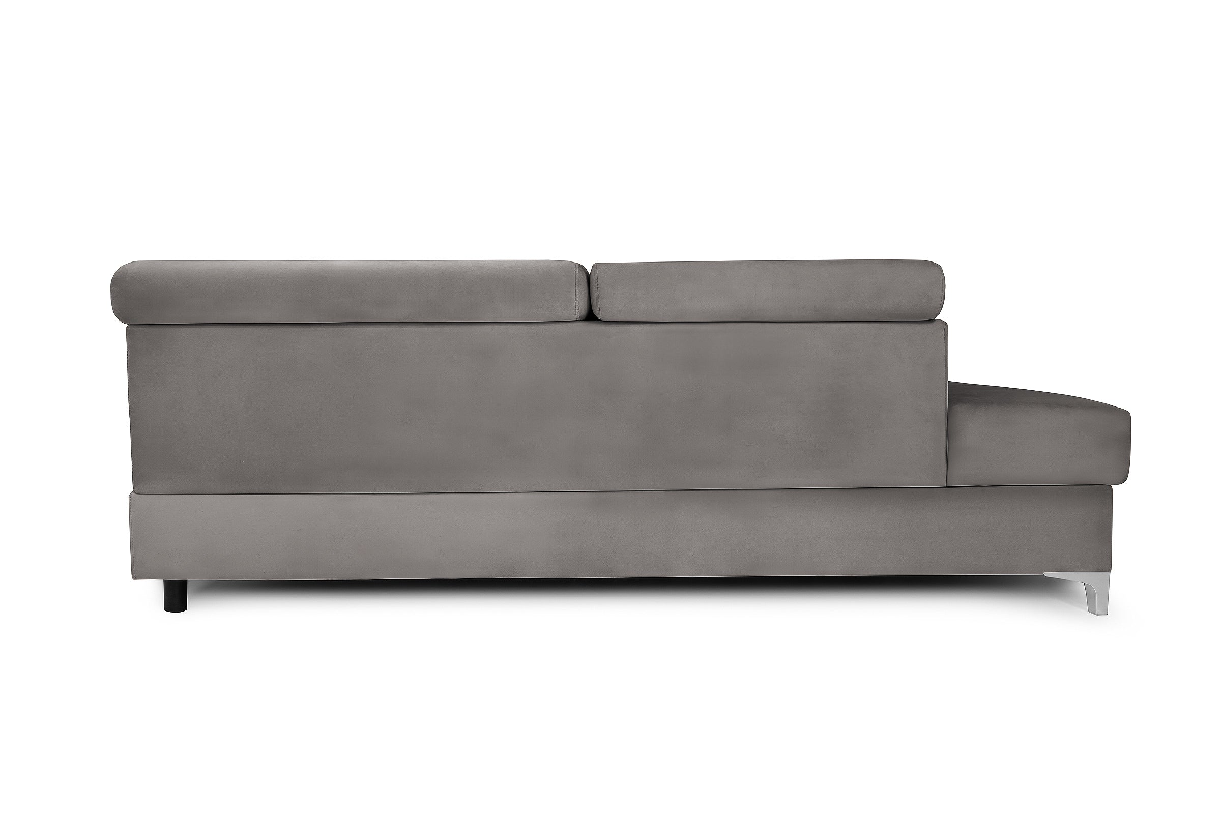 Colțar Extensibil TIME, cu lada depozitare, tetiere reglabile, 285x220x95 cm, #color_Gri-Silver-Velluto