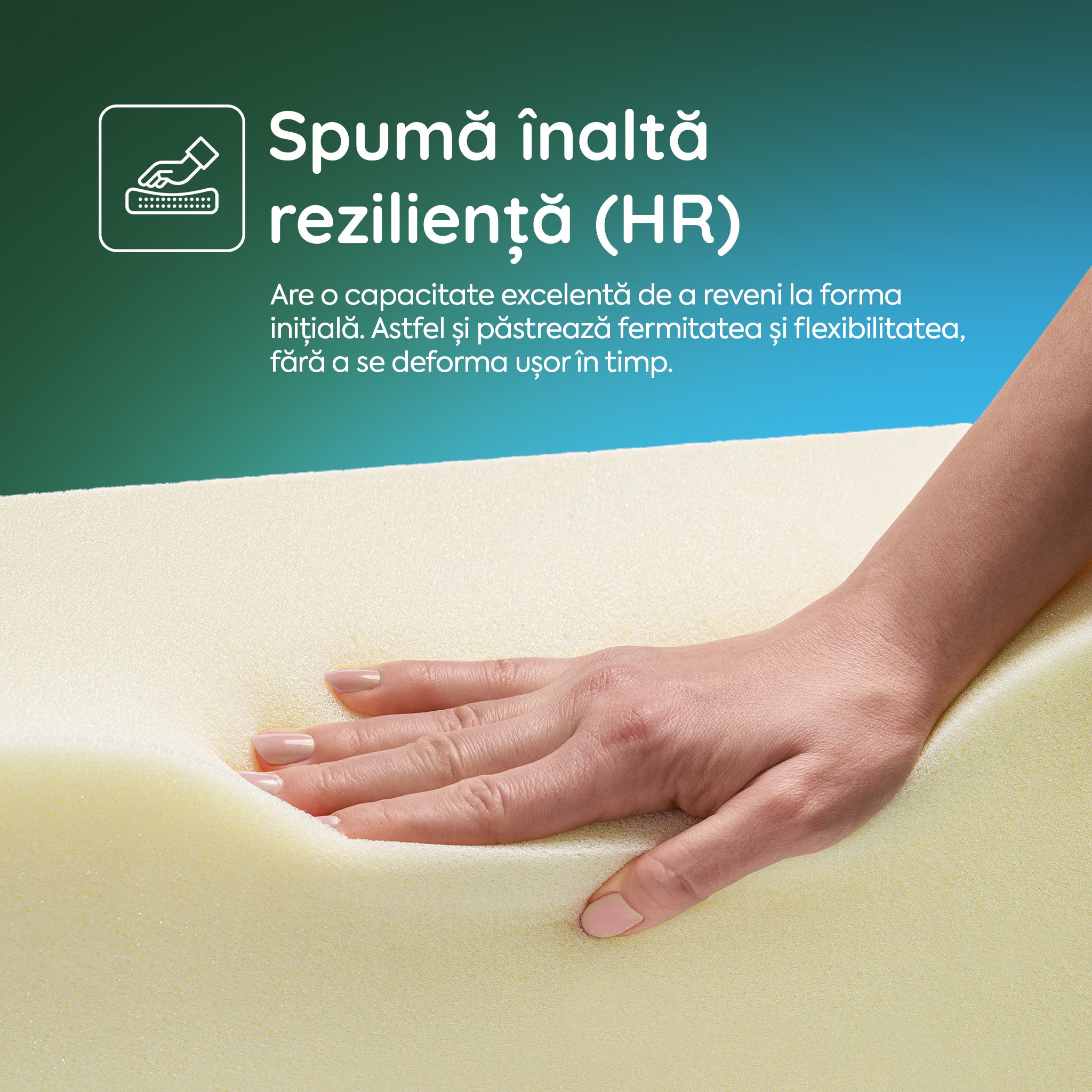 Saltea Ideal Sleep COOLTECH ALOE VERA DUAL, spumă poliuretanică durabilă, spumă High Resilience, husă CoolTech, superortopedică, Grosime 23 cm