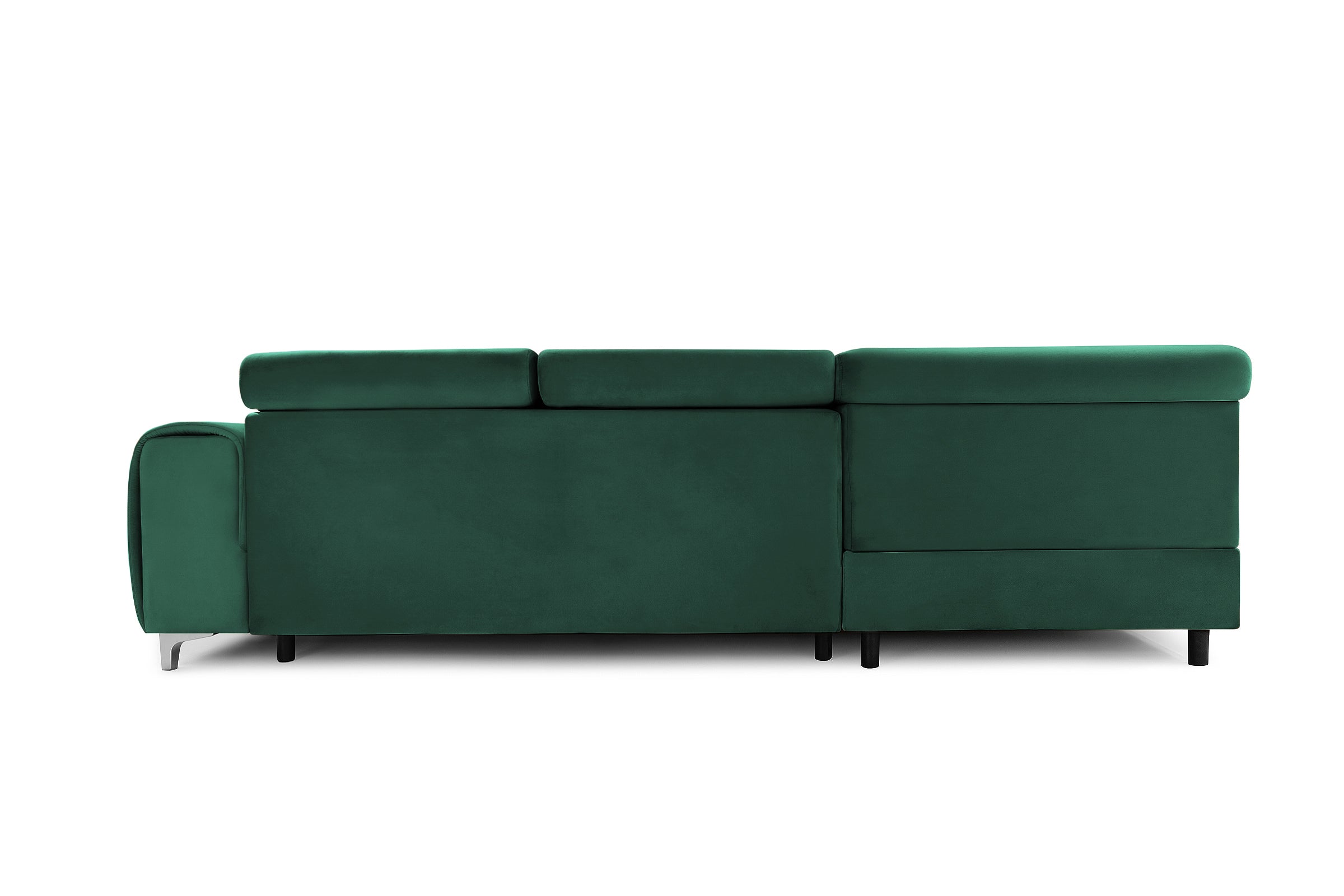 Colțar Extensibil TIME, cu lada depozitare, tetiere reglabile, 285x220x95 cm, #color_Verde-Padure-Velluto