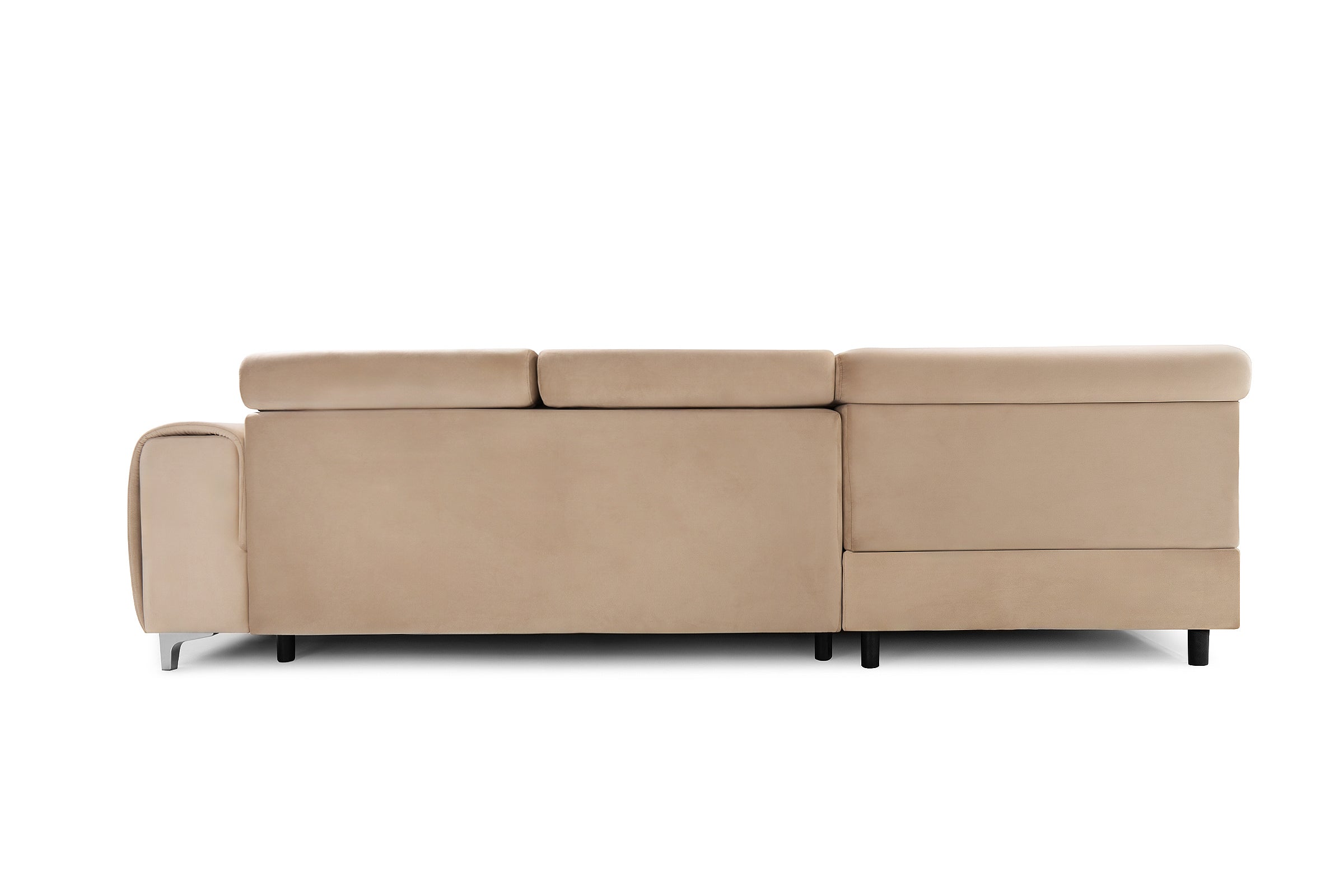 Colțar Extensibil TIME, cu lada depozitare, tetiere reglabile, 285x220x95 cm, #color_Bej-Velluto