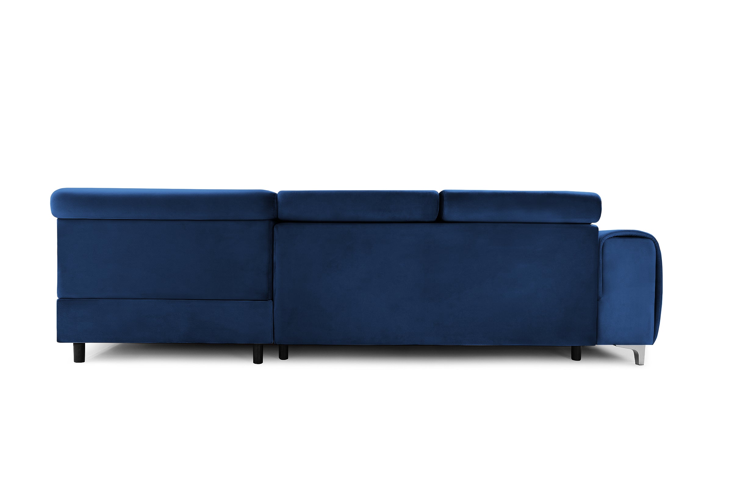 Colțar Extensibil TIME, cu lada depozitare, tetiere reglabile, 285x220x95 cm, #color_Albastru-Velluto