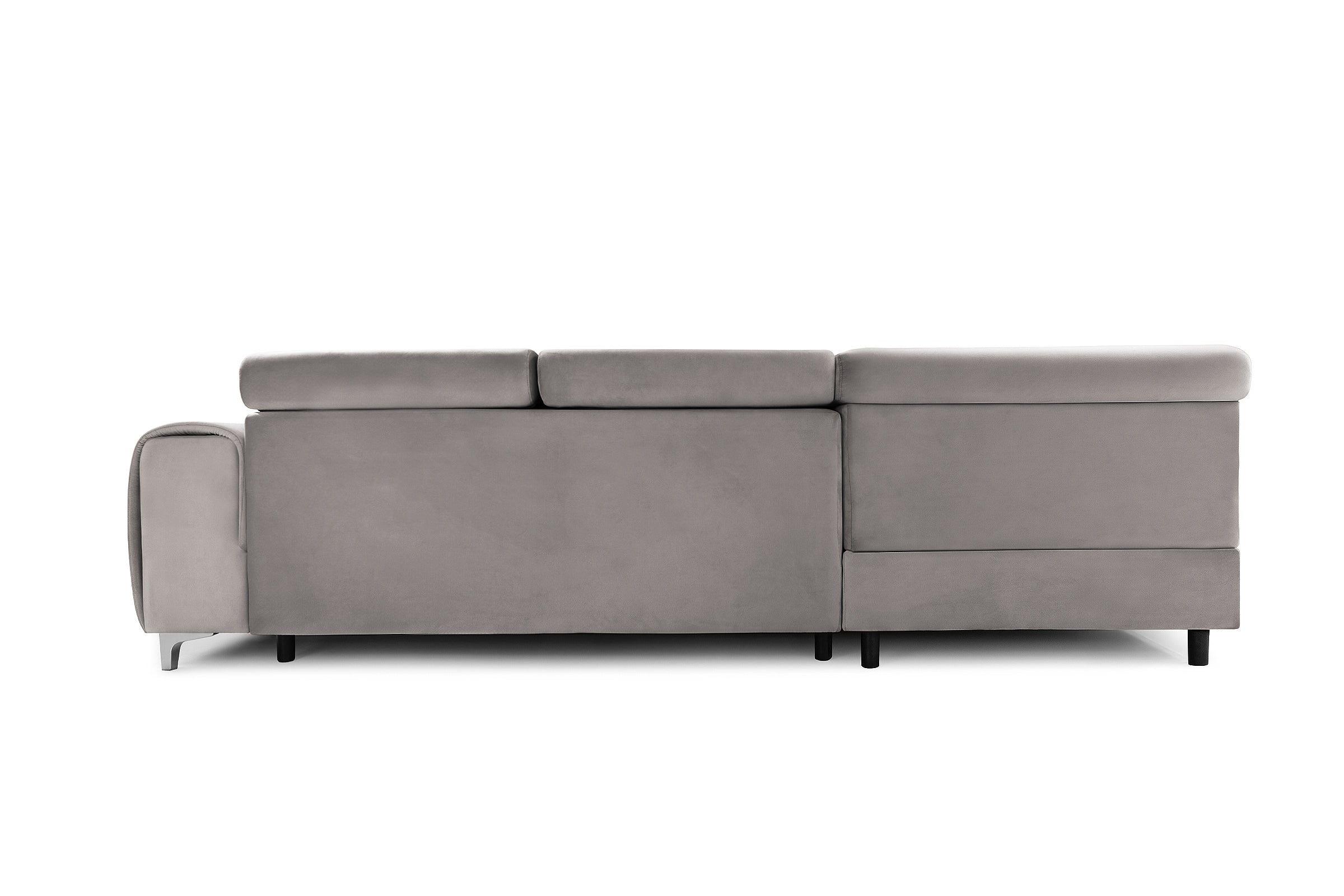 Colțar Extensibil TIME, cu lada depozitare, tetiere reglabile, 285x220x95 cm, #color_Gri-Silver-Velluto