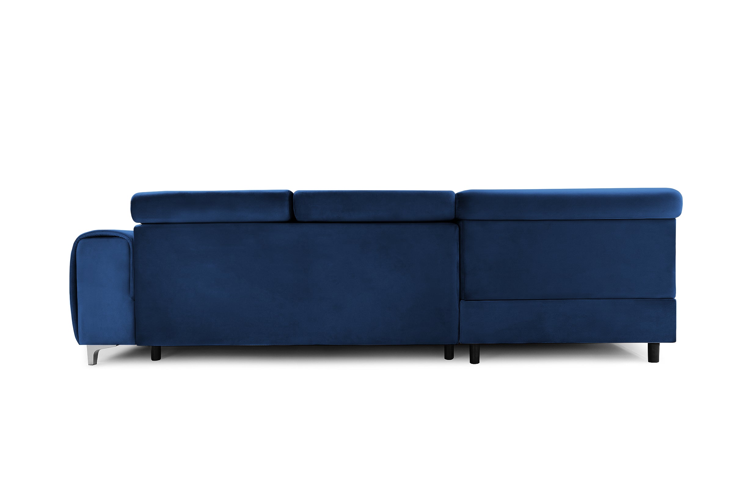 Colțar Extensibil TIME, cu lada depozitare, tetiere reglabile, 285x220x95 cm, #color_Albastru-Velluto