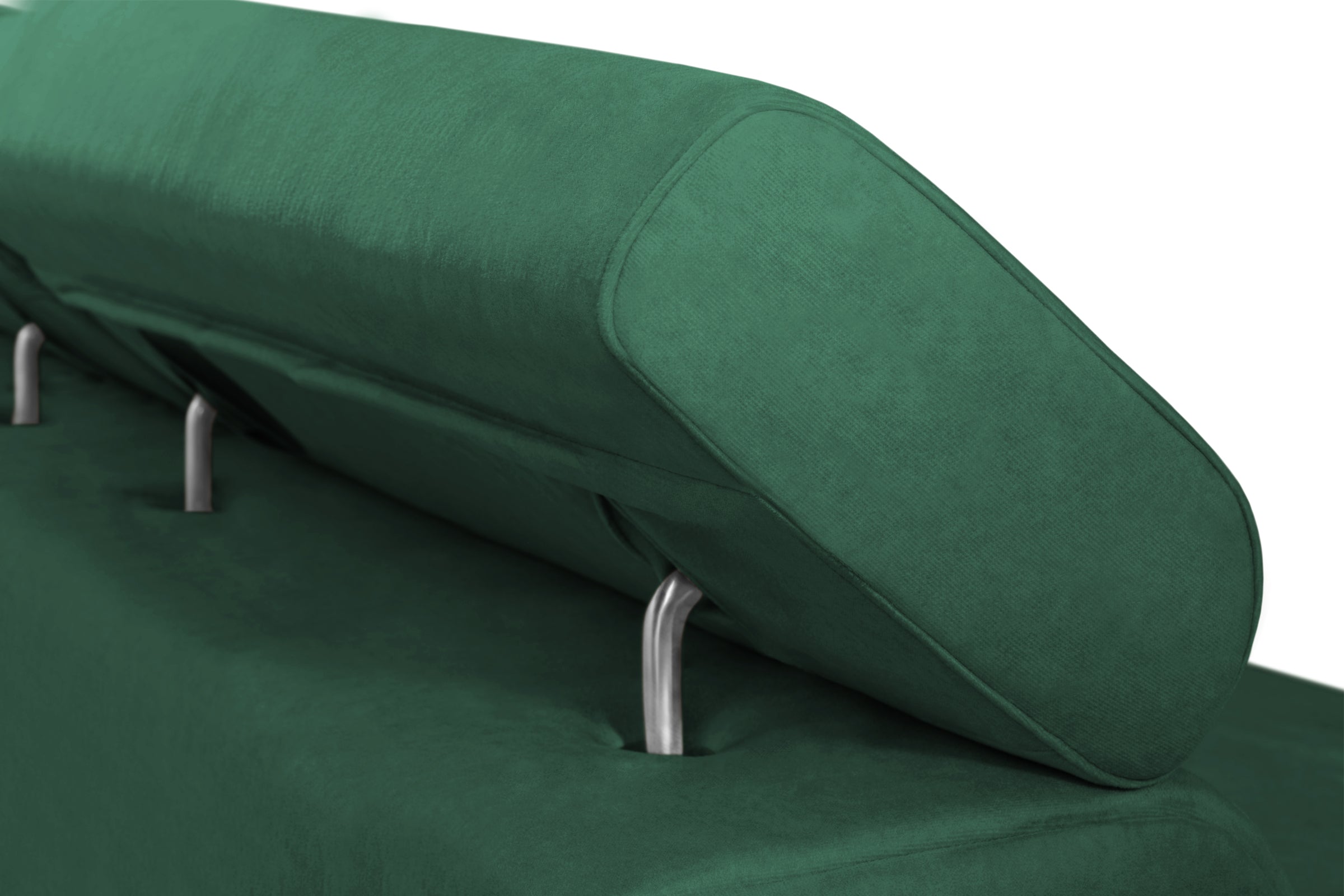 Colțar Extensibil LOFT, cu lada depozitare, tetiere reglabile, 295x170x95 cm, #color_Verde-Padure-Velluto