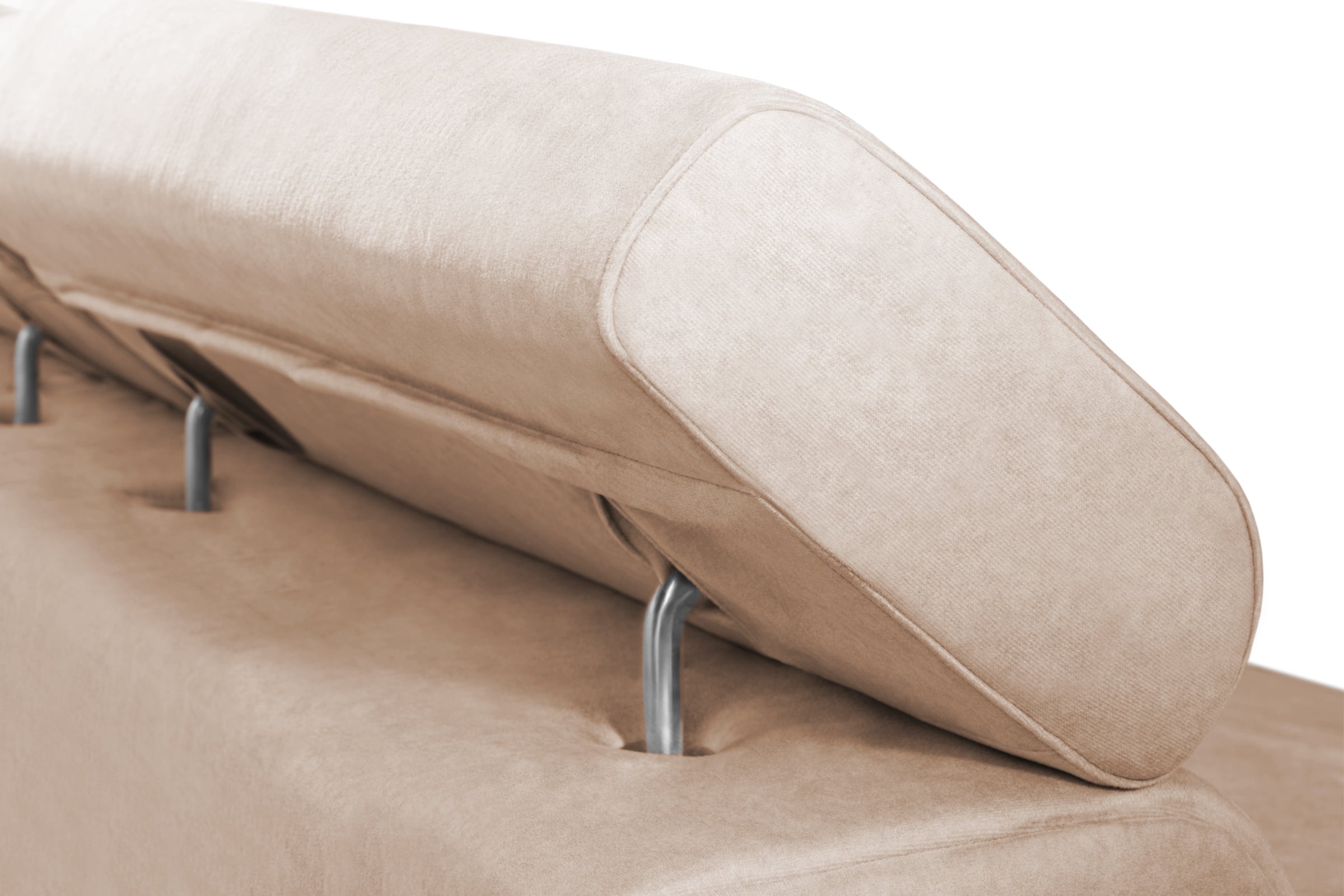 Colțar Extensibil LOFT, cu lada depozitare, tetiere reglabile, 295x170x95 cm, #color_Bej-Velluto