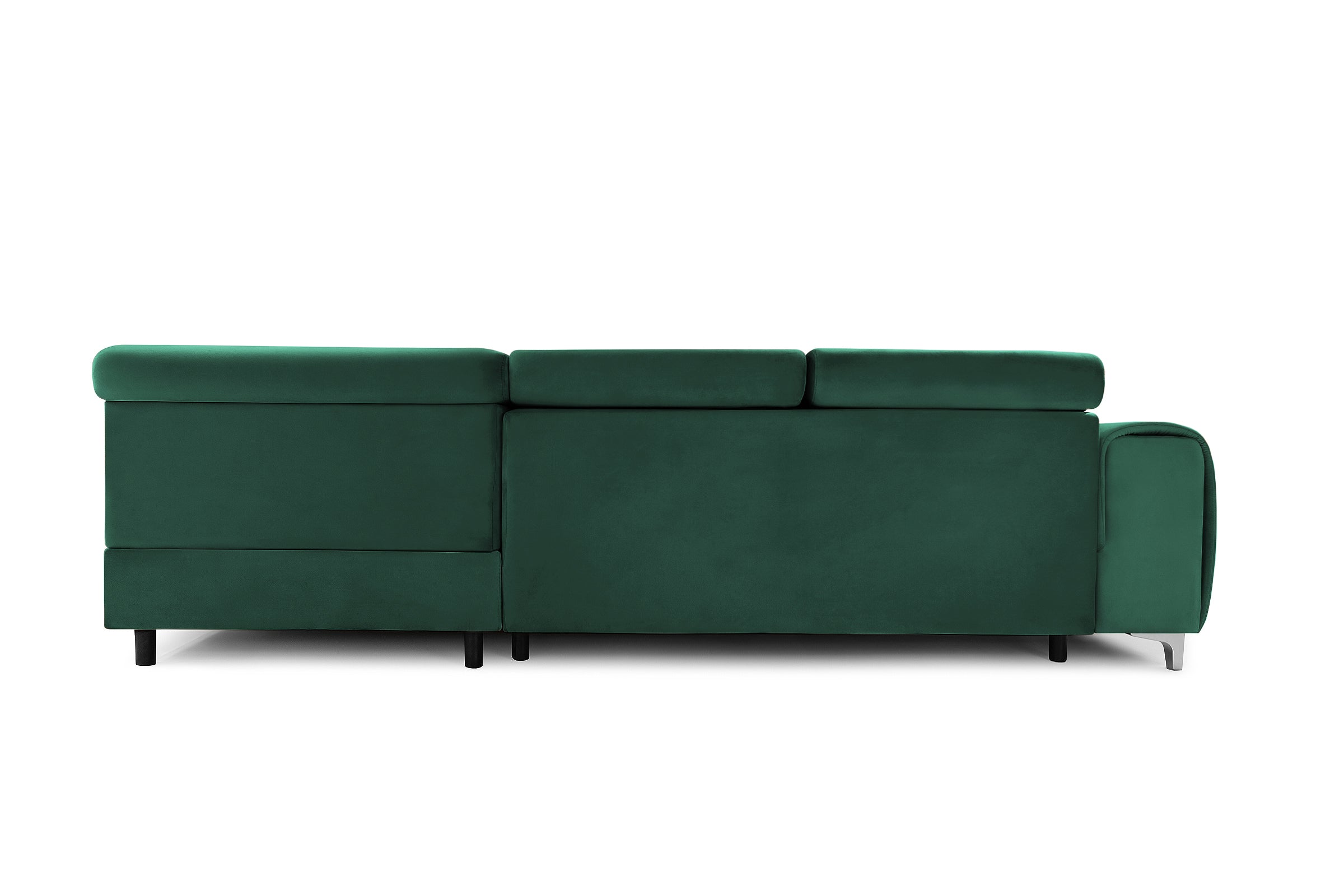 Colțar Extensibil TIME, cu lada depozitare, tetiere reglabile, 285x220x95 cm, #color_Verde-Padure-Velluto