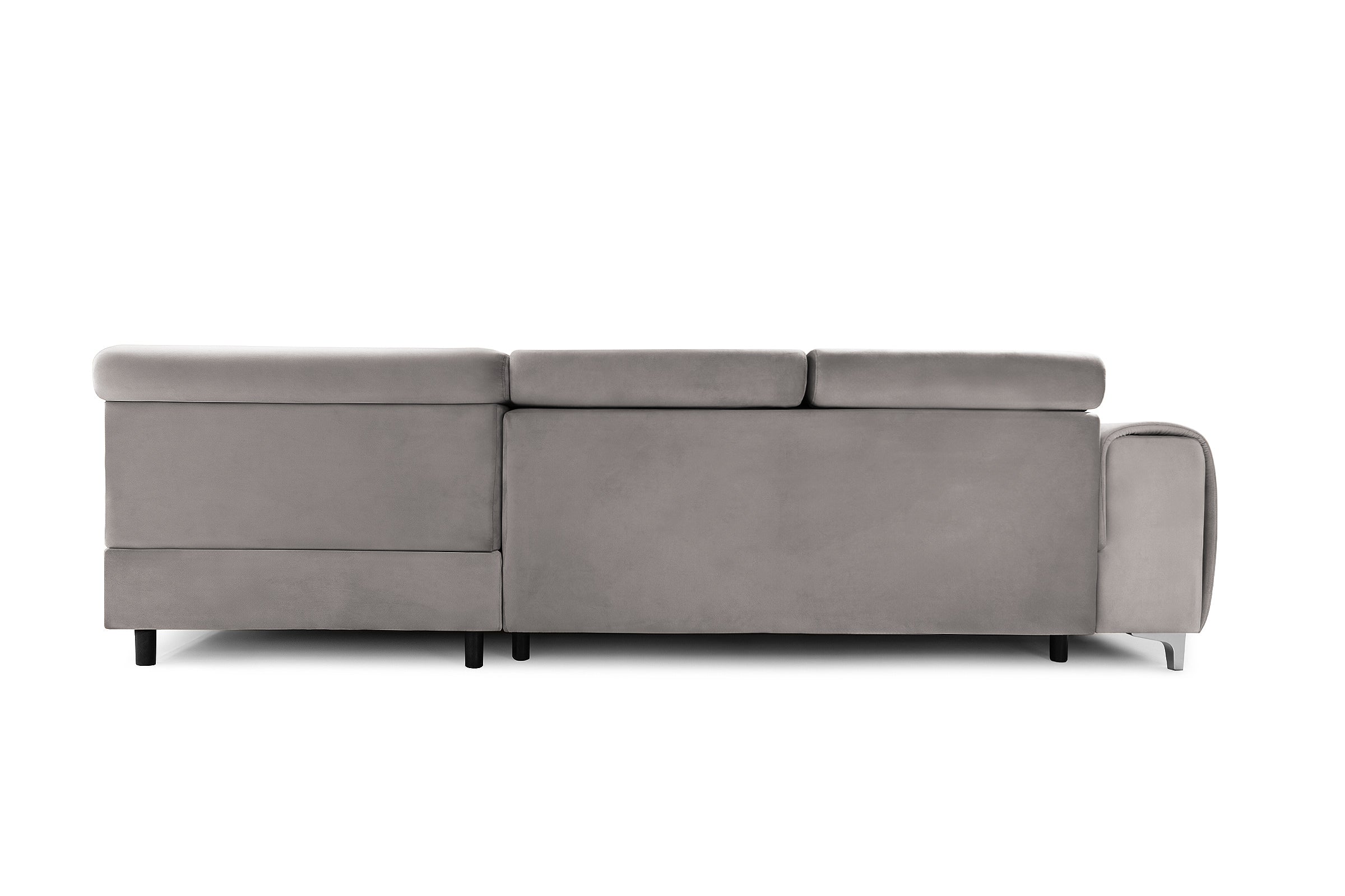 Colțar Extensibil TIME, cu lada depozitare, tetiere reglabile, 285x220x95 cm, #color_Gri-Silver-Velluto