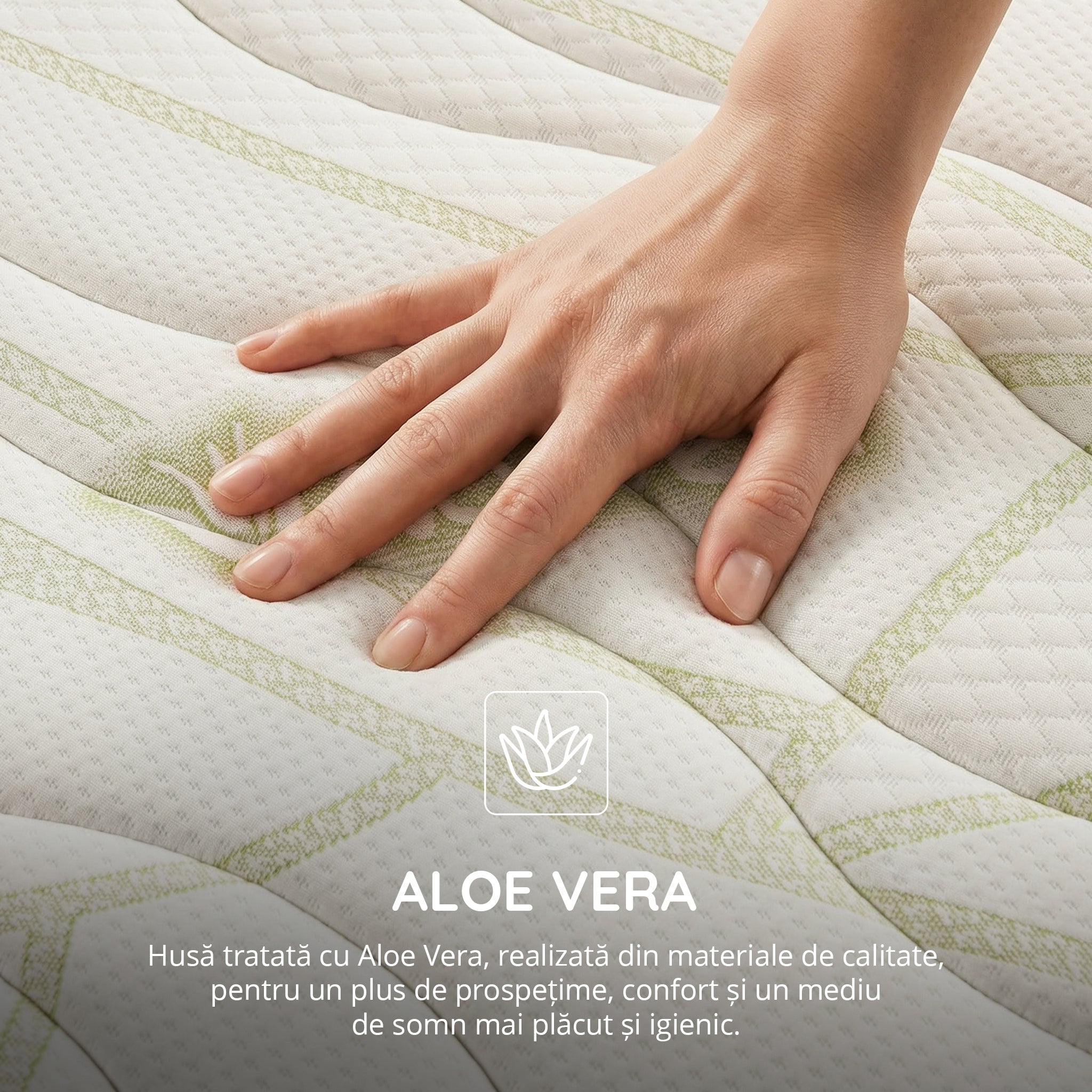 Saltea Ideal Sleep COOLTECH ALOE VERA DUAL, spumă poliuretanică durabilă, spumă High Resilience, husă CoolTech, superortopedică, Grosime 23 cm