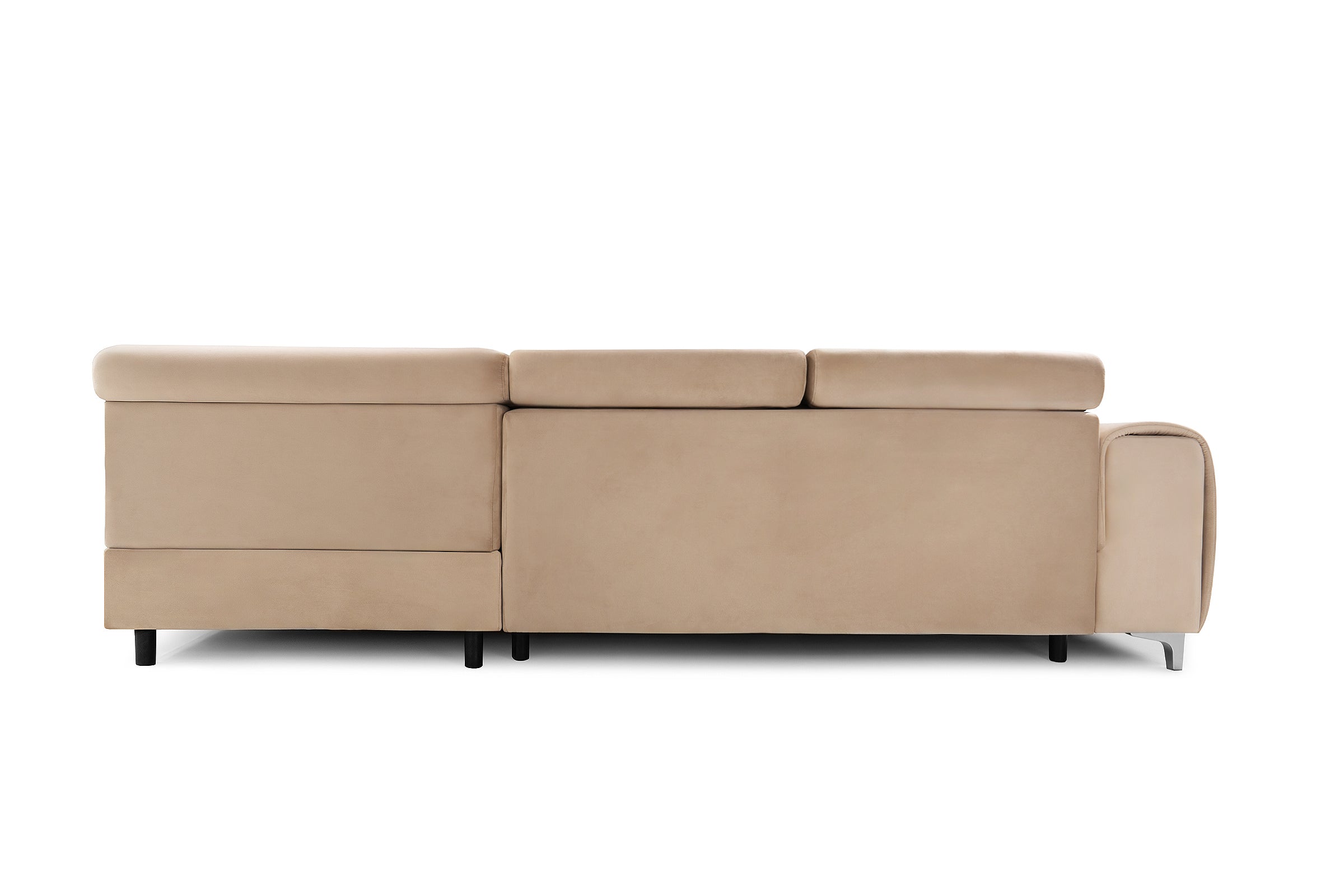 Colțar Extensibil TIME, cu lada depozitare, tetiere reglabile, 285x220x95 cm, #color_Bej-Velluto