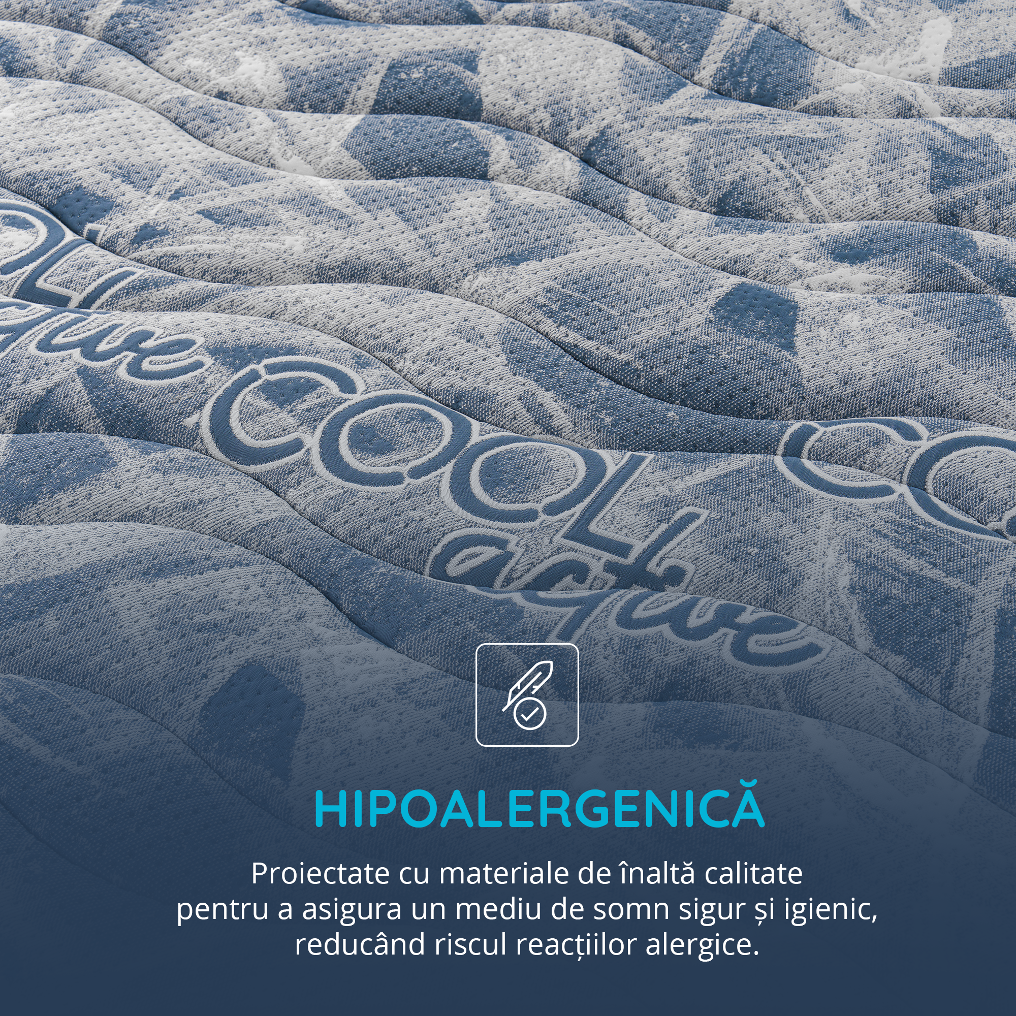 Saltea Ideal Sleep COOL MEMORY GEL POCKET 5 Zone, Arcuri individuale, spumă poliuretanica elastică, spumă cu memorie cu gel de răcire, husă CoolActive, superortopedică, Grosime 30 cm