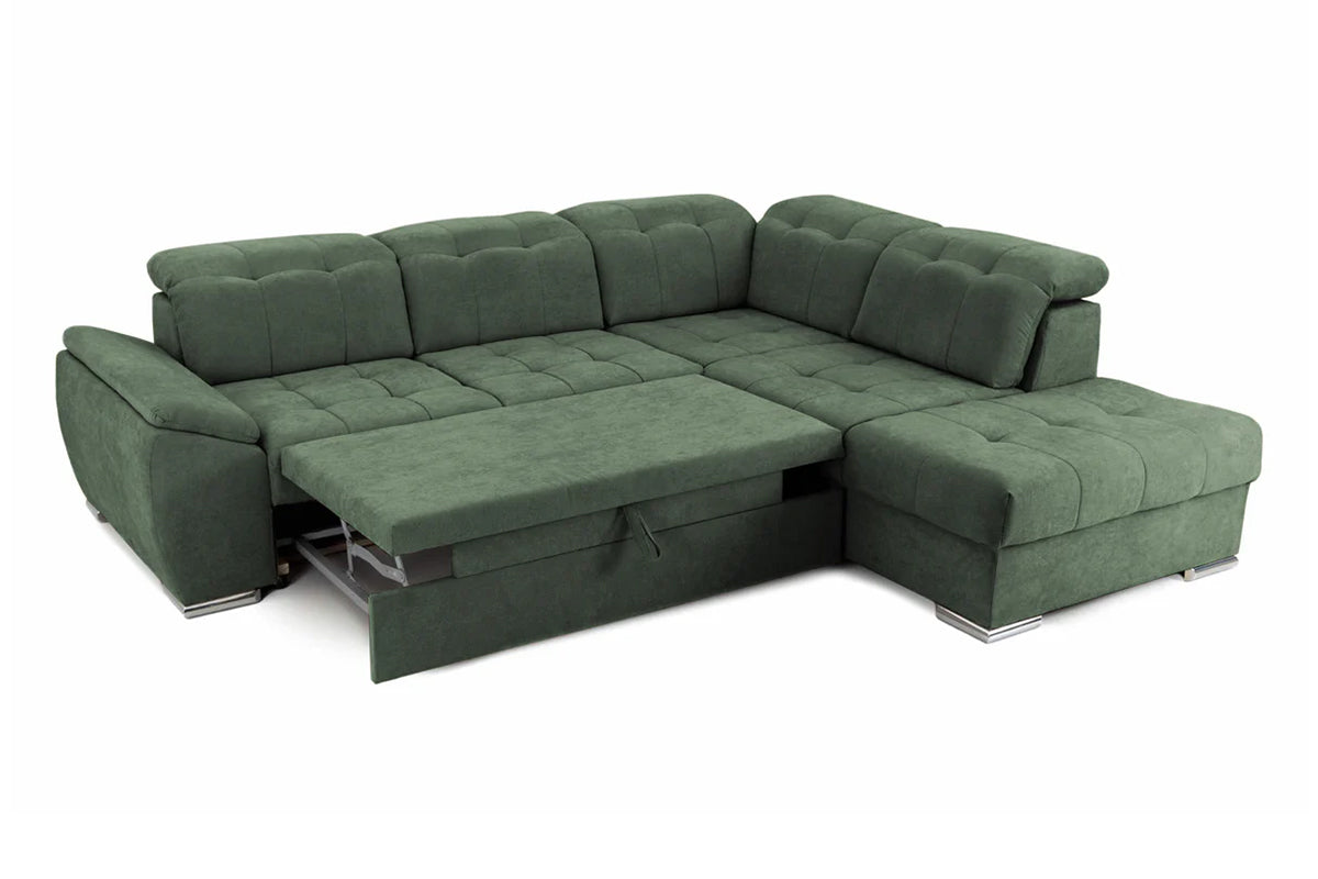 Coltar Extensibil pe dreapta ENZO, cu tetiere 265x230x80 cm #color_Verde-Enjoy