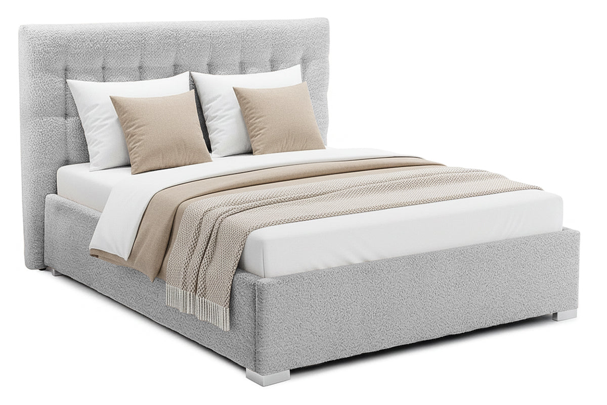 Pat Tapițat Strasbourg Premium, cu somieră rabatabilă și ladă depozitare, #color_Gri-Argintiu-Anthology