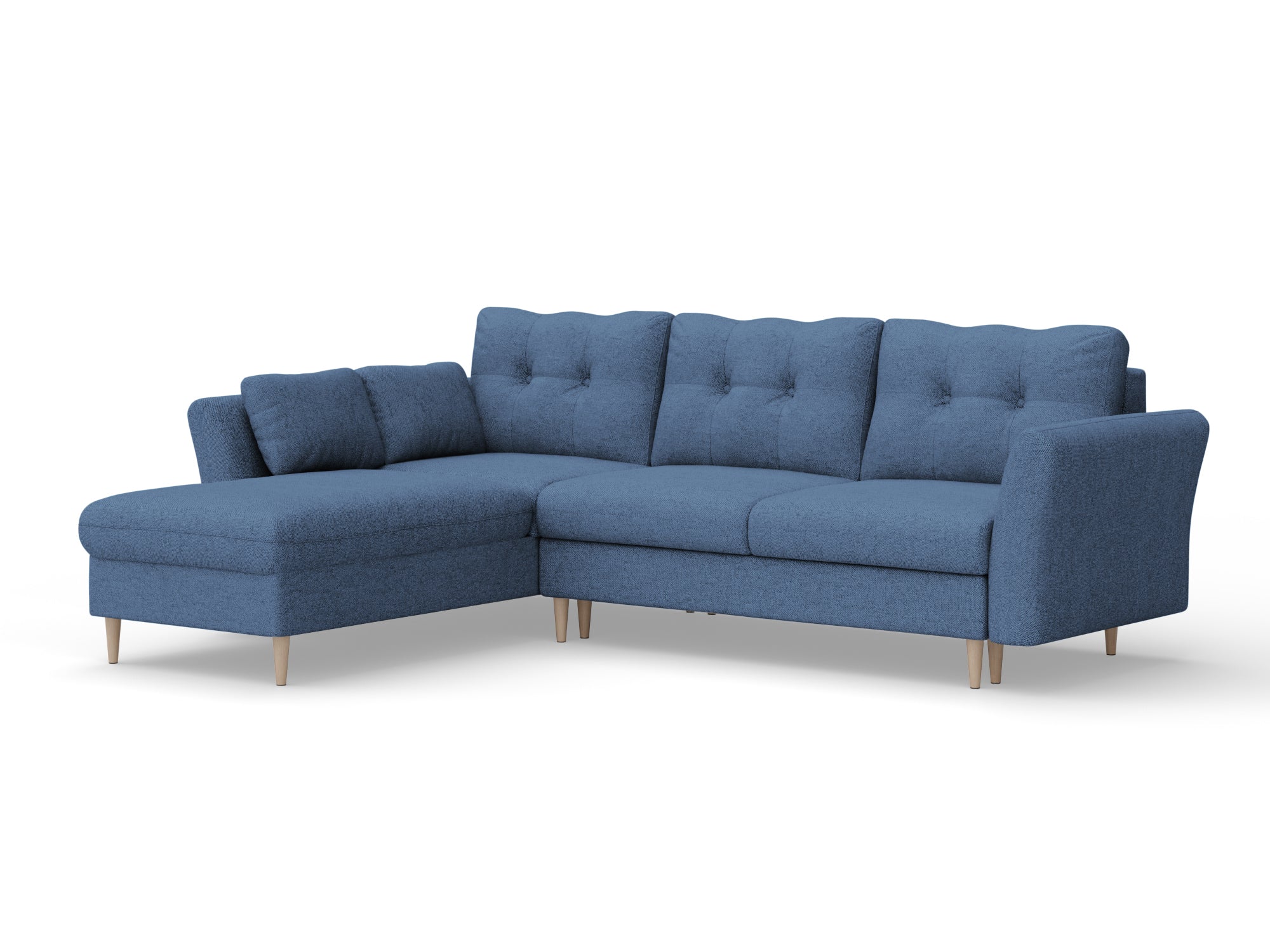 Colțar Extensibil STOCHOLM, cu ladă de depozitare, varianta pe stânga, 270x210x90 cm, albastru deschis - Outlet