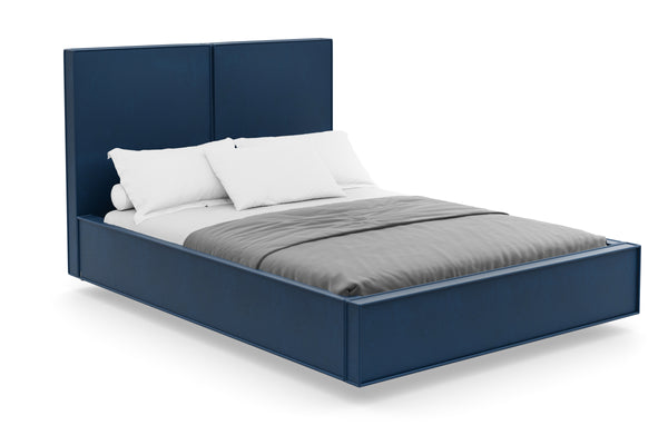 Pat Tapițat Monalisa, cu somieră rabatabilă și ladă depozitare, 160x200, albastru - Outlet