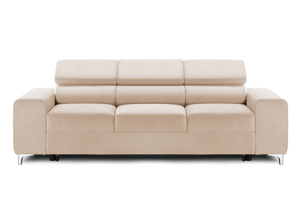 Canapea Extensibilă 3 locuri TIME, cu tetiere reglabile, cu suport lombar, 255x97x94 cm #color_Bej-Velluto