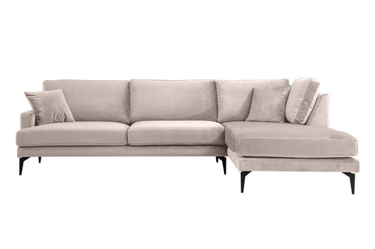 Colțar Fix AZURRO, cu ladă de depozitare, 280x90/180x85 cm - Prestigehome.ro - Colțar - Prestige #color_Velutto-Bej