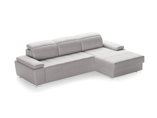 Colțar Extensibil TRENDY, cu ladă de depozitare, cu tetiere reglabile, varianta pe dreapta, 295x170x105 cm, Gri - Outlet