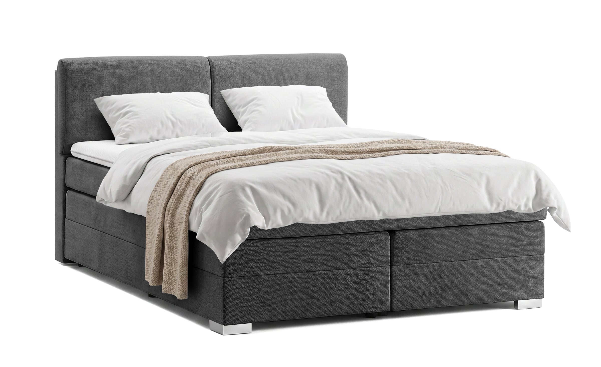 Pat Tapitat Charlotte, cu lada de depozitare, Gri, Prestigehome.ro, Prestige, #Color_gri-inchis-enjoy