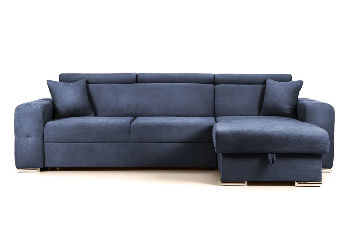 Coltar Extensibil BELLAGIO, sezlong interschimbabil, cu lada de depozitare, cu tetiere, 275x170x85 cm - Prestigehome.ro - Coltare - Prestige - #color_Albastru-Inchis-Enjoy