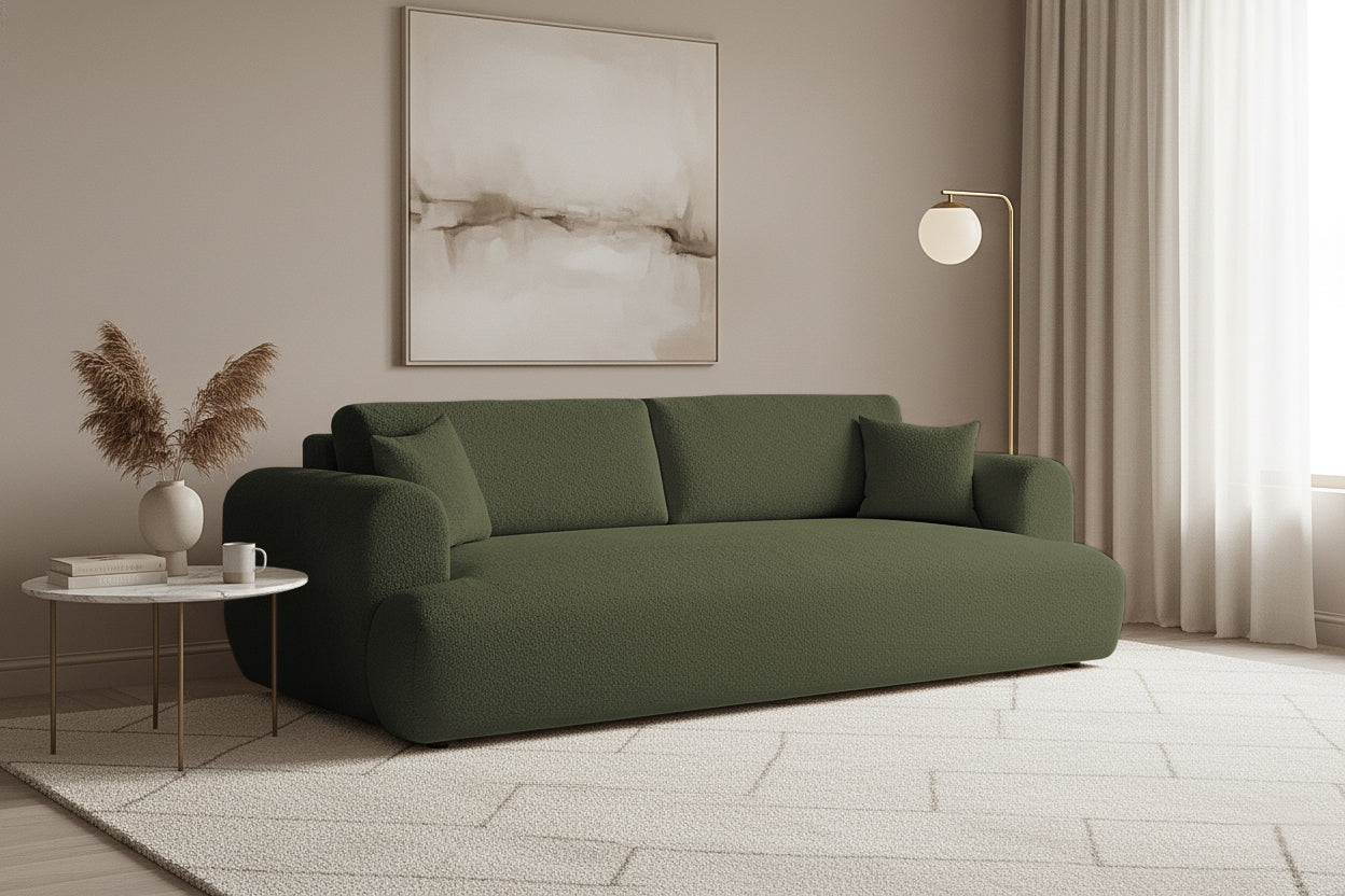 Canapea Extensibilă 3 locuri NOA, cu ladă depozitare, 244x108x80 cm, #color_Verde-Anthology