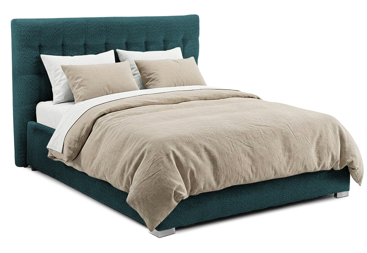 Pat Tapițat Strasbourg Premium, cu somieră rabatabilă și ladă depozitare, #color_Turcoaz-Anthology