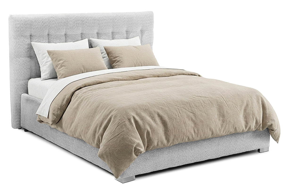 Pat Tapițat Strasbourg Premium, cu somieră rabatabilă și ladă depozitare, #color_Gri-Argintiu-Anthology