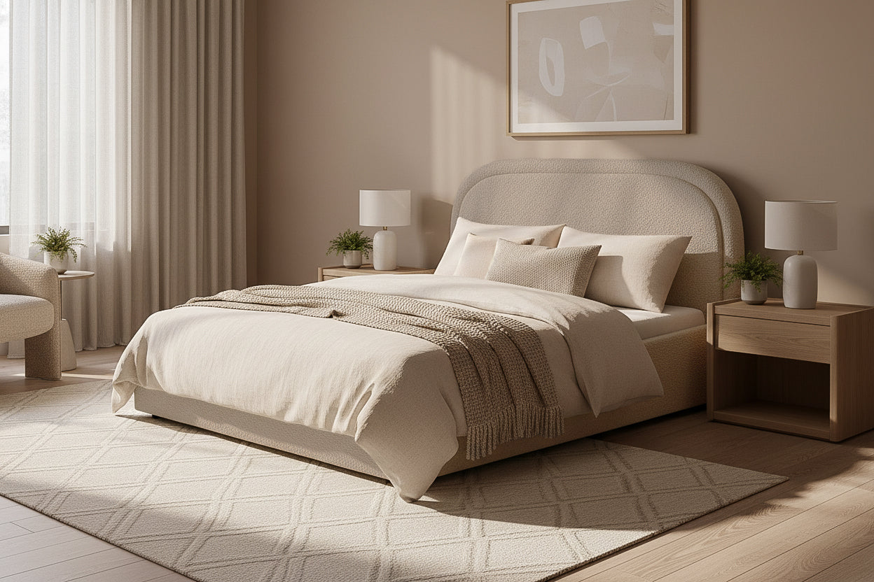 Pat Tapițat Cloud, cu somieră rabatabilă și ladă de depozitare, #color_Anthology-Bej