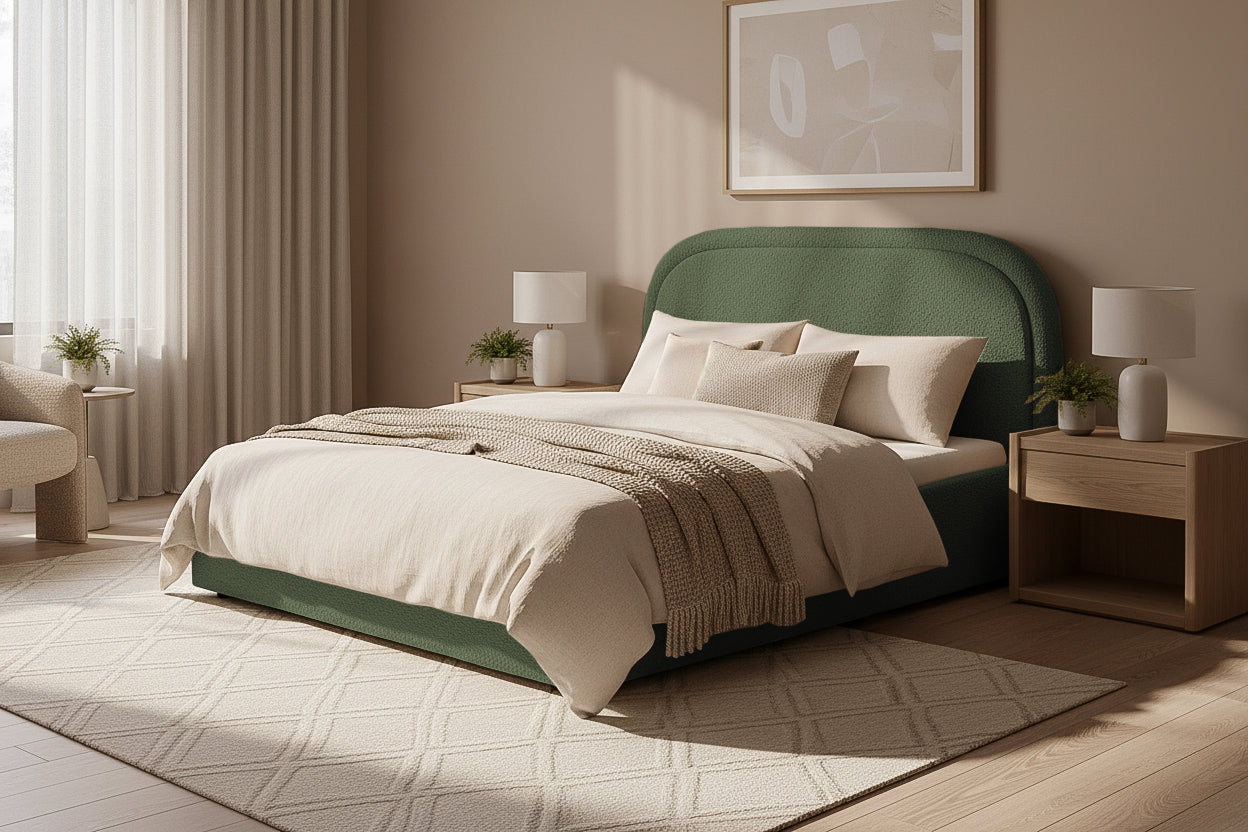 Pat Tapițat Cloud, cu somieră rabatabilă și ladă de depozitare, #color_Anthology-Verde