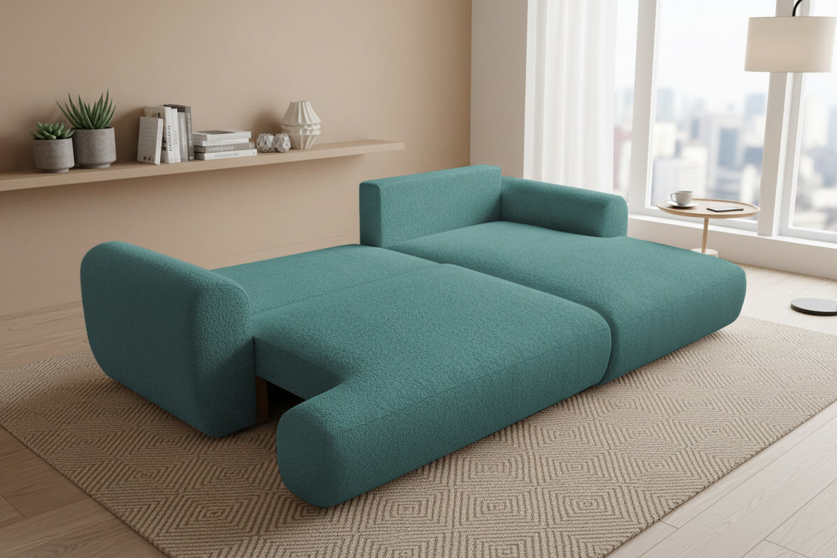 Colțar Extensibil 3 locuri NOA, cu ladă de depozitare, 270x155x80 cm, #color_Albastru-Anthology