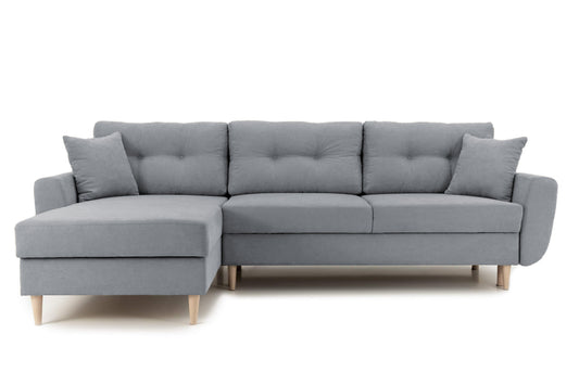 Colțar Extensibil HELSINKI, cu ladă de depozitare, varianta stânga, 261x166x82 cm, gri - Outlet