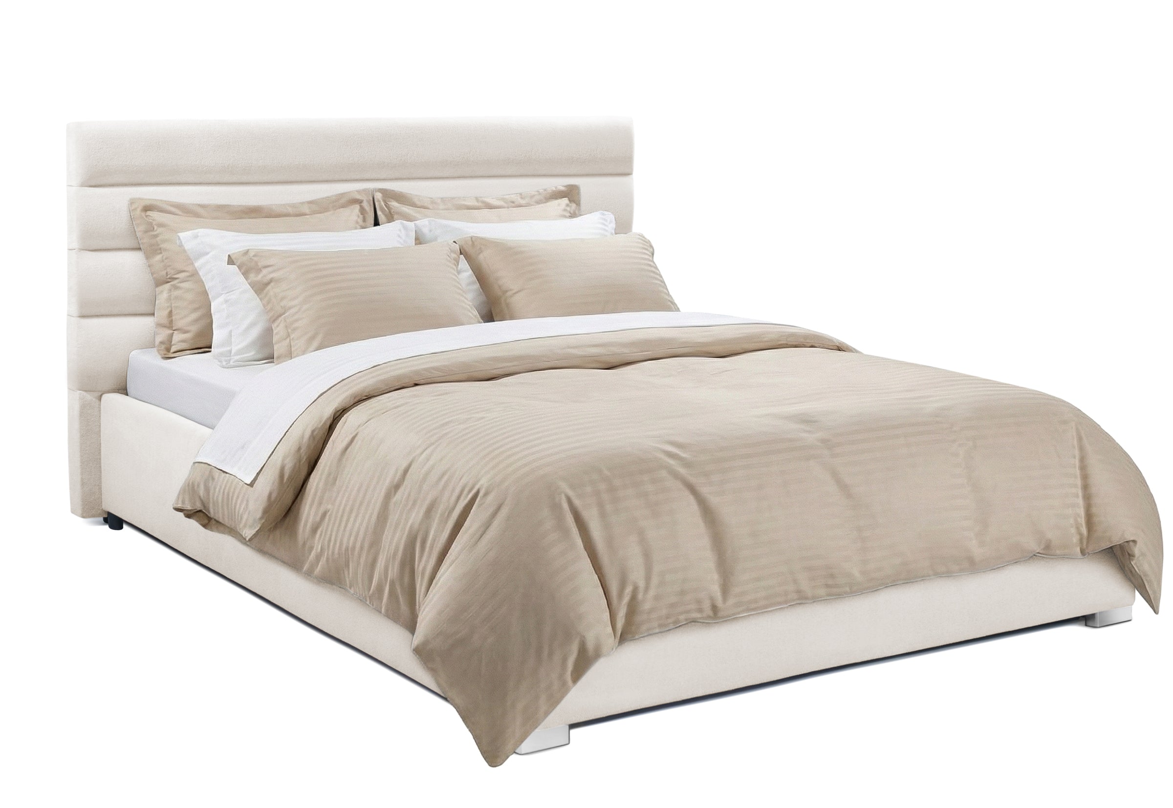 Pat Tapițat DIESIS , cu somieră rabatabilă și ladă de depozitare, #color_Ivoar-Mystery