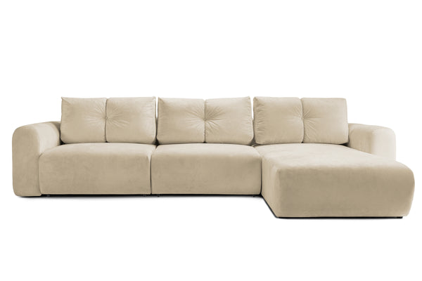 Colțar Extensibil GEORGIA, cu 2 lăzi depozitare, șezlong interschimbabil, 348x190x87 cm, #color_Bej-Havana