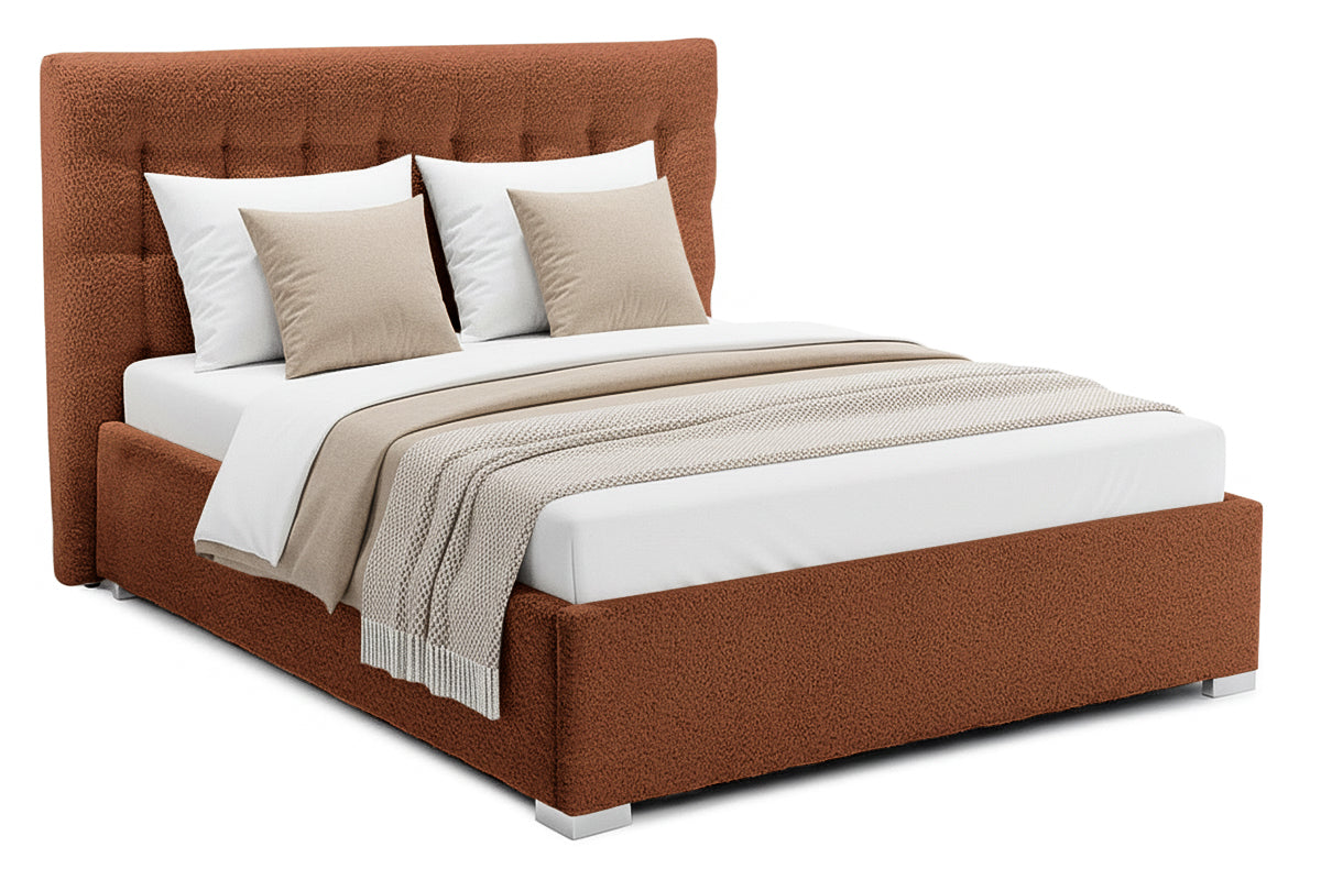 Pat Tapițat Strasbourg Premium, cu somieră rabatabilă și ladă depozitare, #color_Caramiziu-Anthology