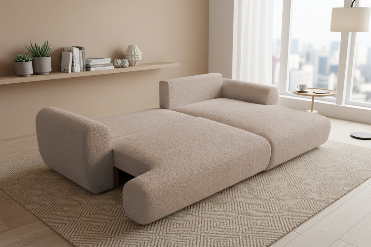 Colțar Extensibil 3 locuri NOA, cu ladă de depozitare, 270x155x80 cm, #color_Bej-Anthology