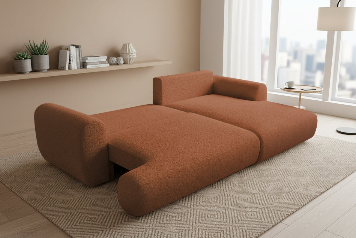 Colțar Extensibil 3 locuri NOA, cu ladă de depozitare, 270x155x80 cm, #color_Caramiziu-Anthology