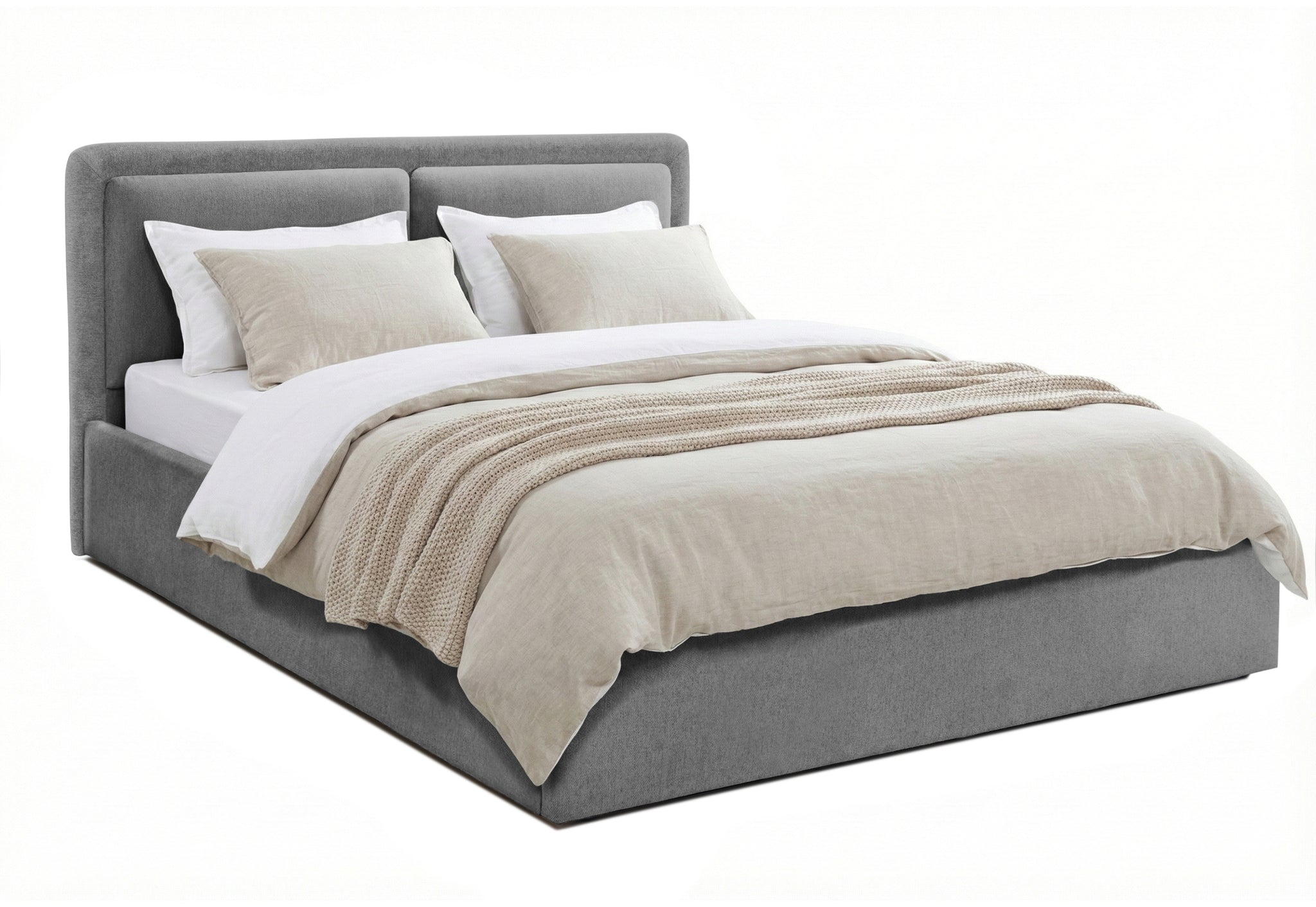 Pat Tapițat PIEMONTE, cu somieră rabatabilă și ladă de depozitare