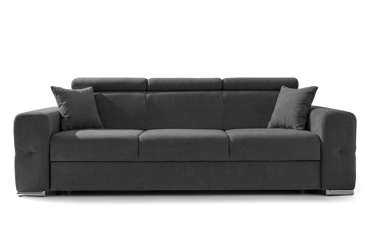 Canapea Extensibila 3 locuri BELLAGIO, cu tetiere, 235x95x85 cm - Prestigehome.ro - Canapea 3 Locuri - Prestige - #color_gri-inchis-enjoy