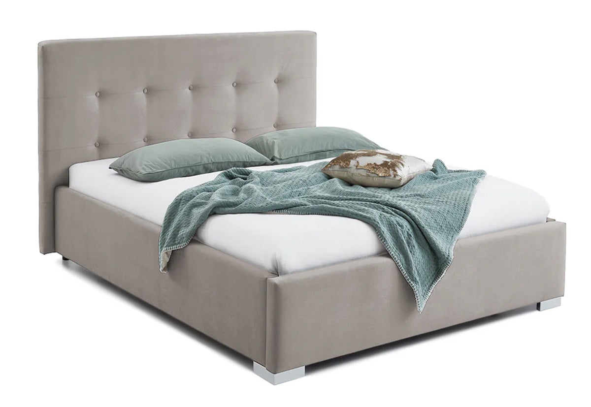 Pat Tapițat Lille, cu somieră rabatabilă și ladă de depozitare