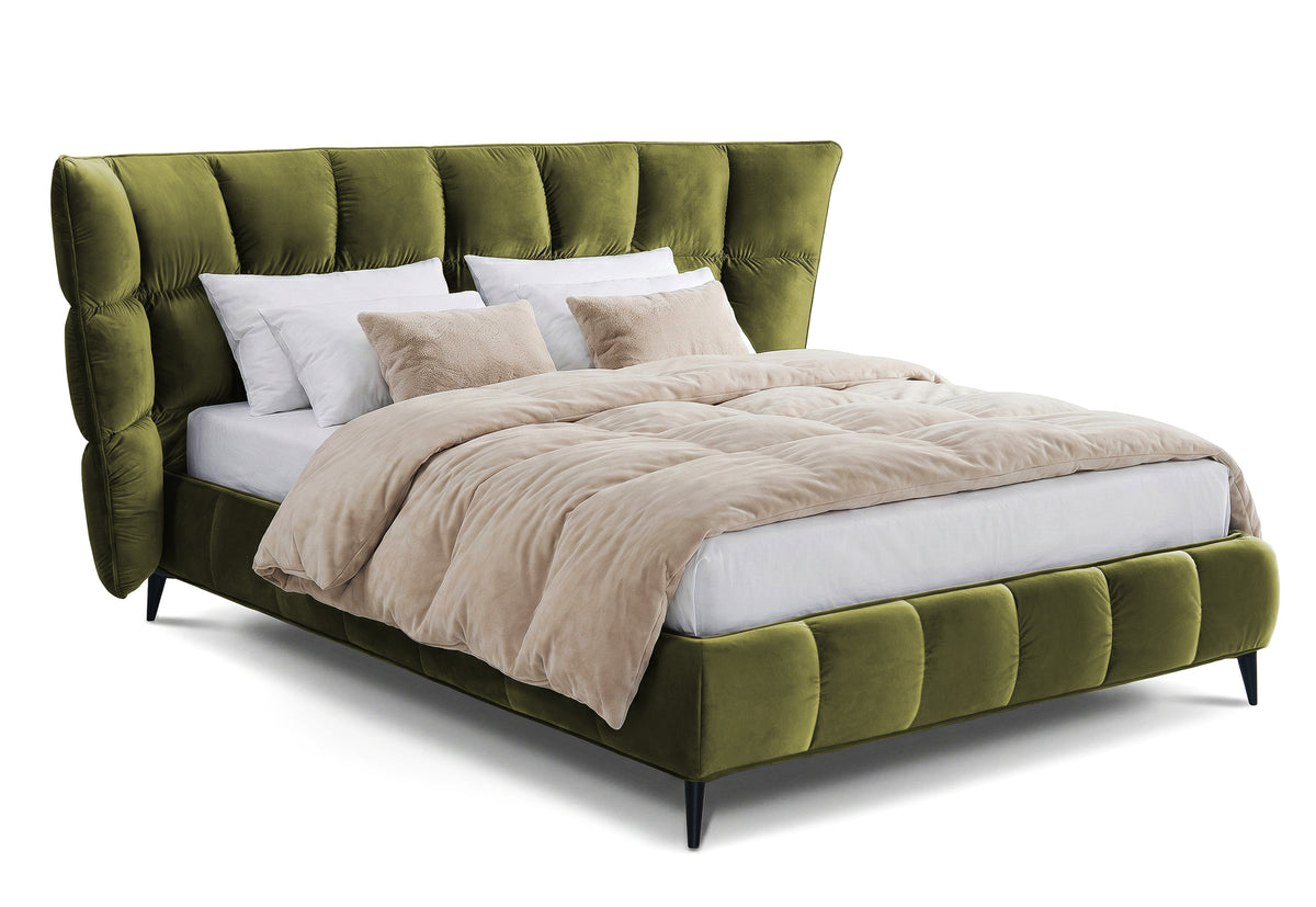Pat Tapițat Ador, cu somieră fixă, #color_Verd-Olive-Velluto