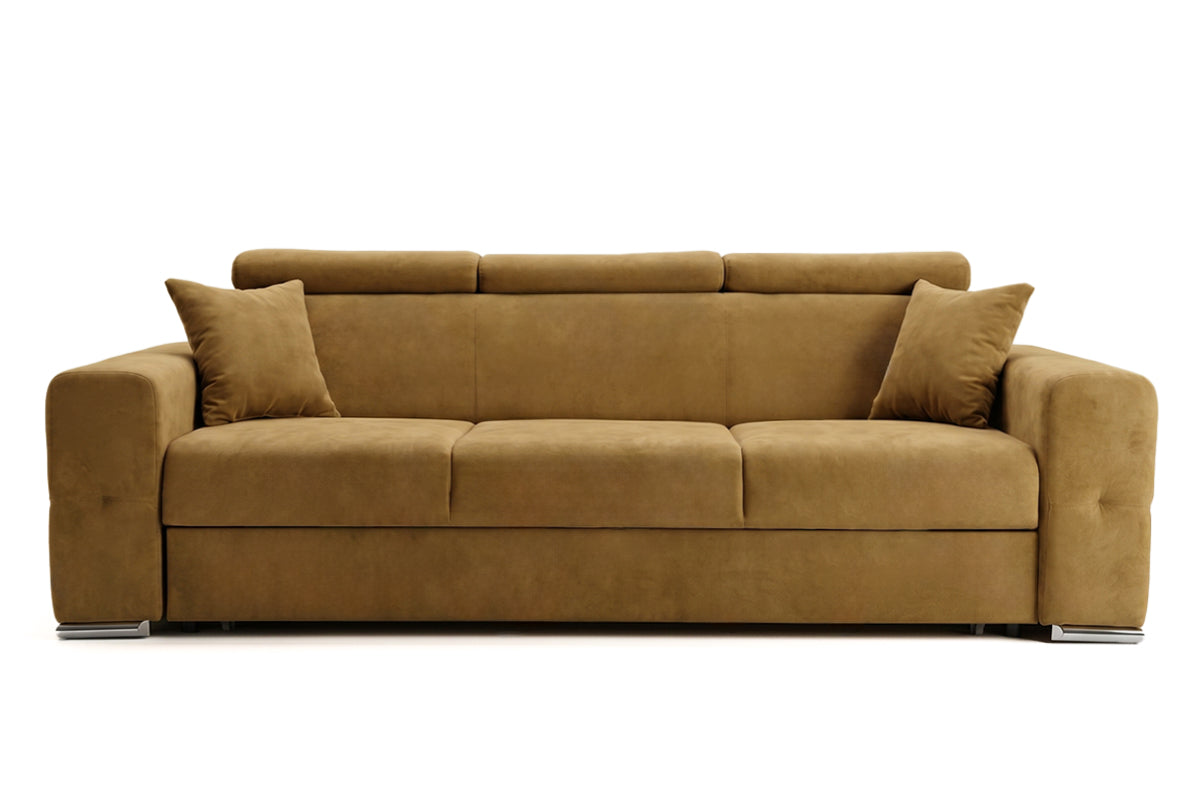 Canapea Extensibilă 3 locuri BELLAGIO, cu tetiere reglabile, 242x95x99 cm, Galben-Olive - Outlet