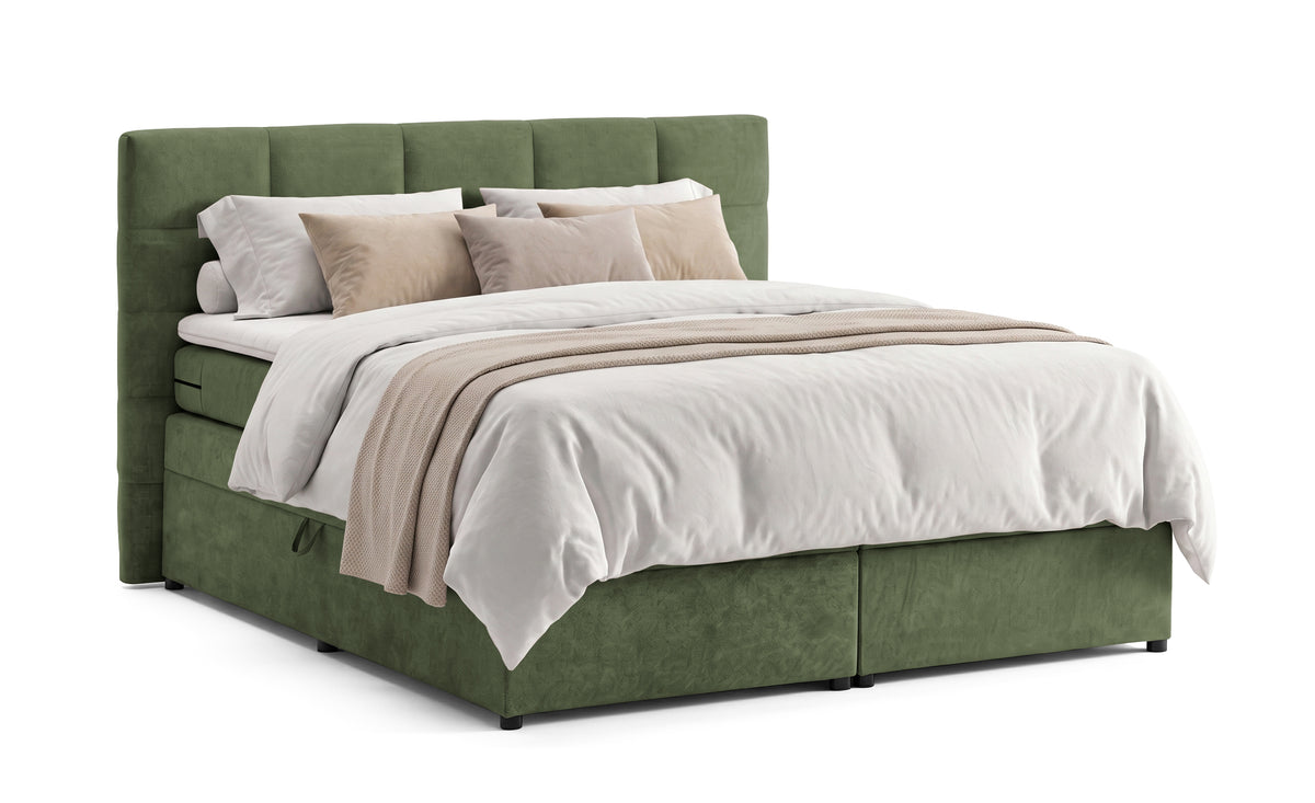 Pat Boxspring Gibson, cu lada de depozitare, Verde, Prestigehome.ro, Prestige, #Color_Verde-Enjoy