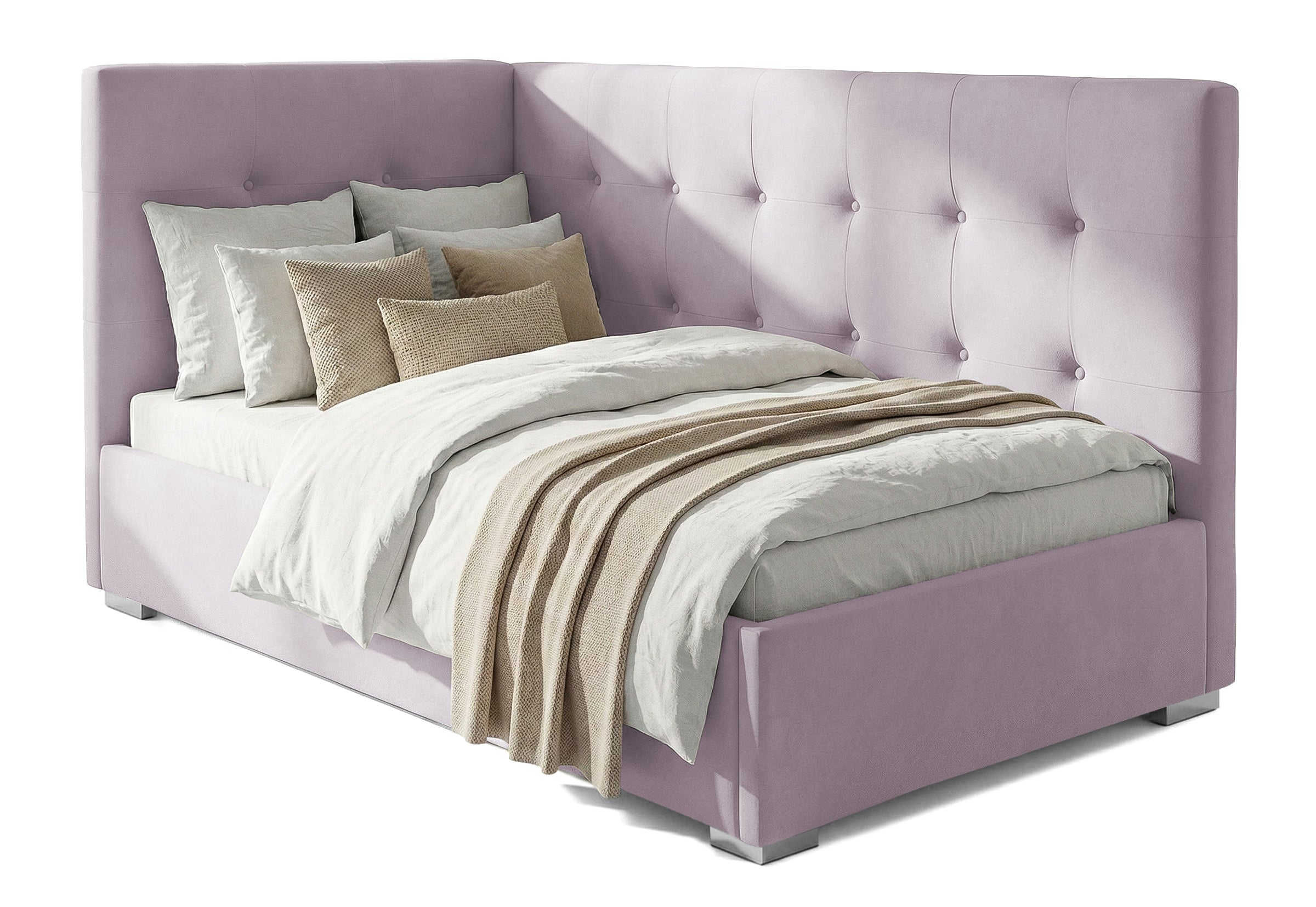 Pat Tapițat Lille de colț, cu somieră rabatabilă și ladă depozitare, #color_Swing-Violet