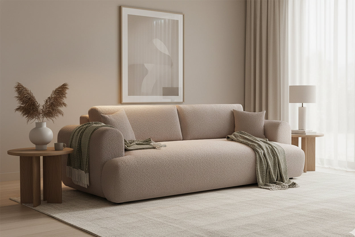 Canapea Extensibilă 3 locuri NOA, cu ladă depozitare, 244x108x80 cm, #color_Bej-Anthology