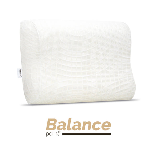 Pernă anatomică Balance, din spumă cu memorie Viscolex și husă detașabilă cu sistem de ventilație al aerului, 60x38x10 cm - Prestige Home