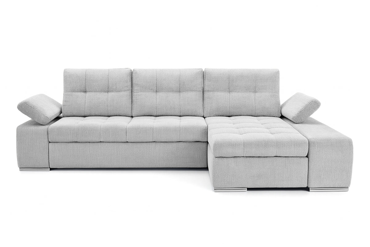 Colțar Extensibil VENETIA, cu ladă de depozitare, variante stânga/dreapta 290x170x80 cm, #color_Gri-Argintiu-Memphis