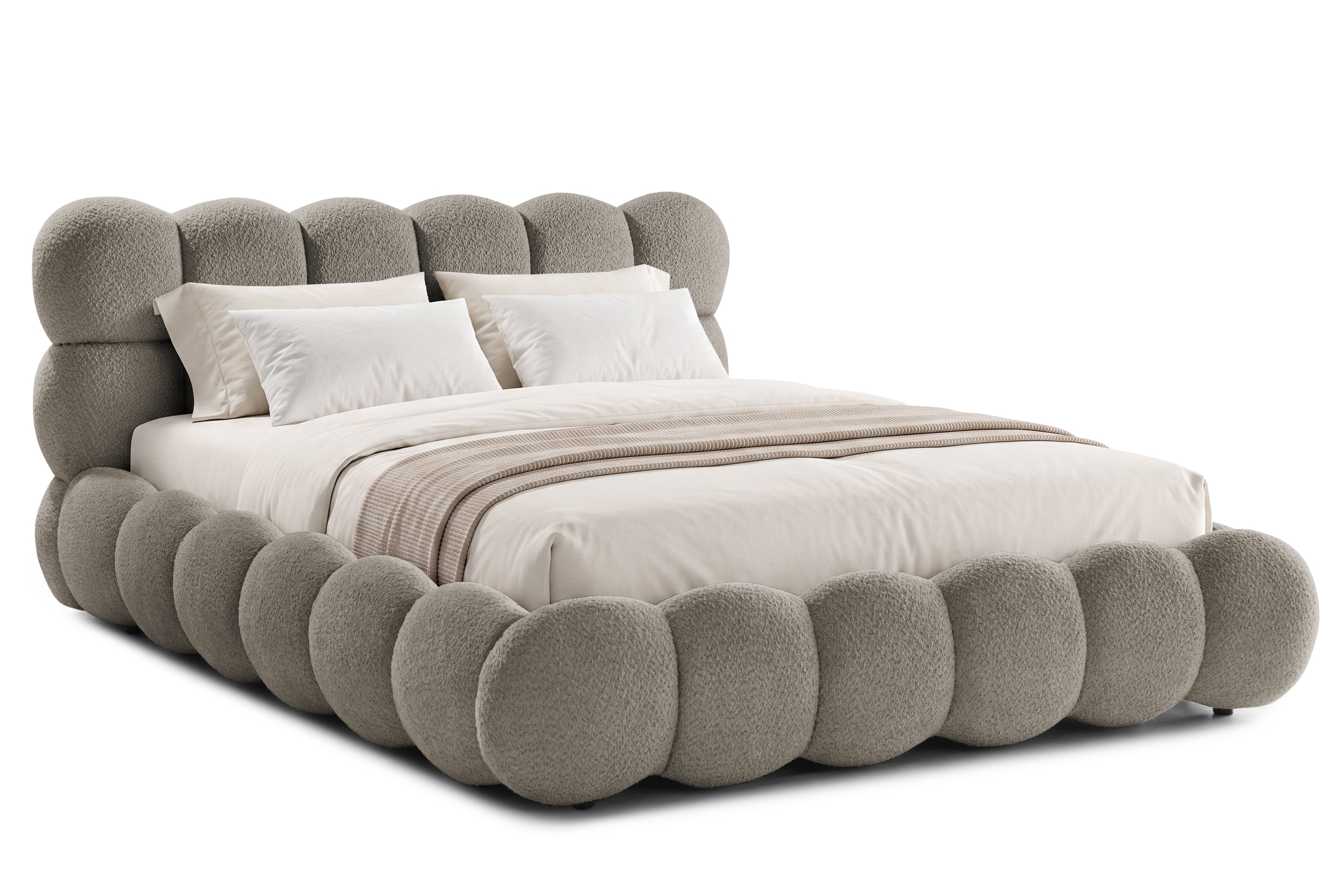 Pat Tapițat BUMBLE, cu somieră rabatabilă și ladă de depozitare, #Color_Taupe-Anthology