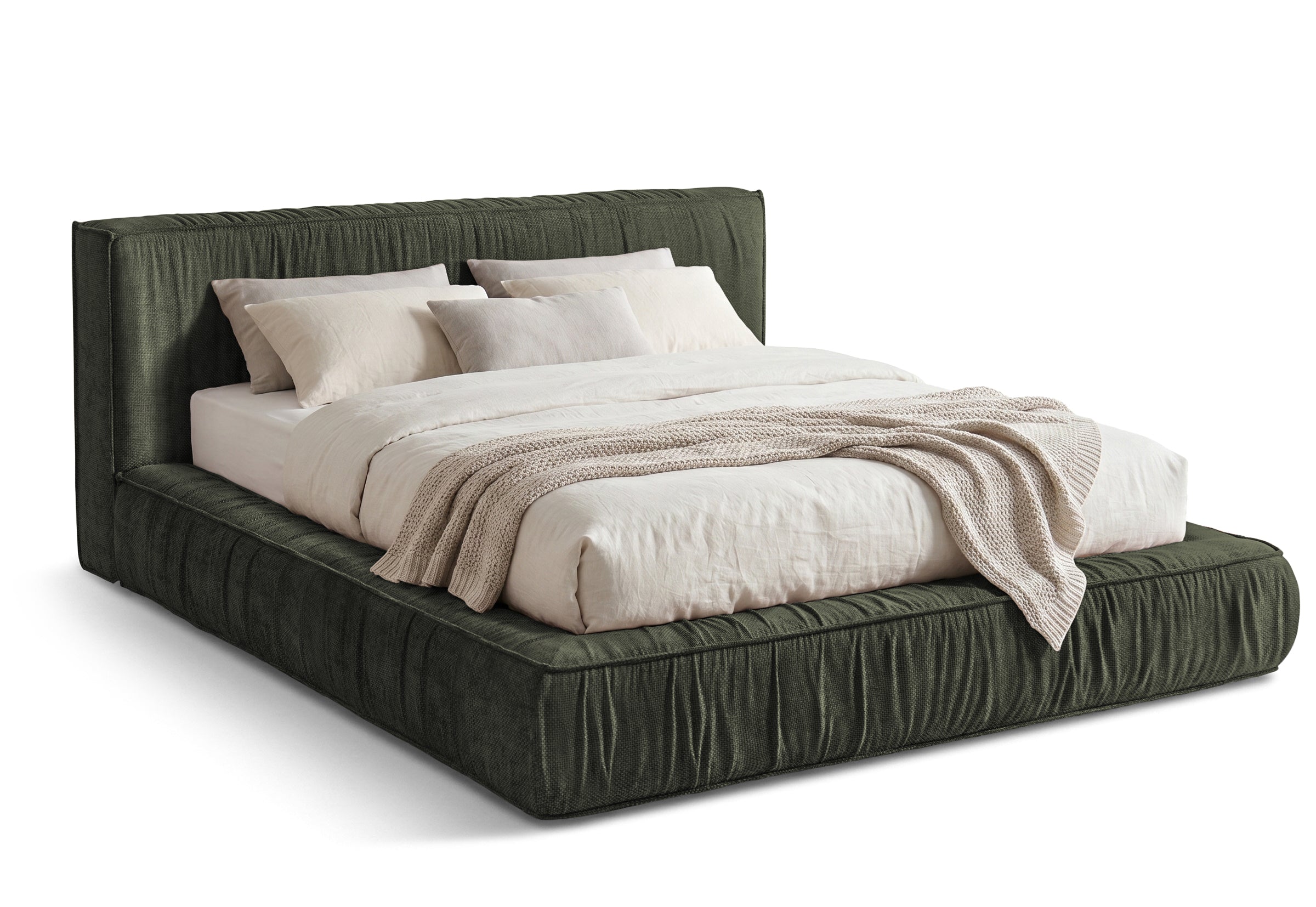 Pat Tapițat Primavara, cu somieră fixă, #color_Verde-Olive-Eden