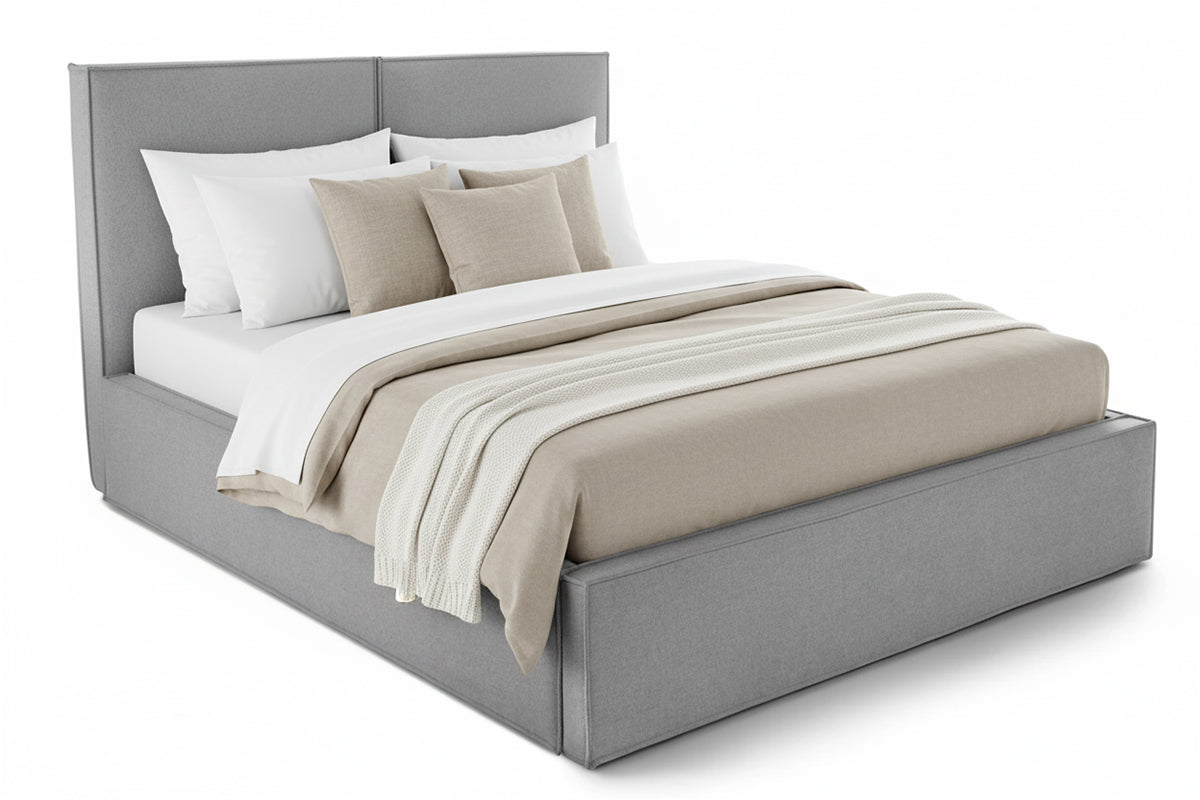 Pat Tapițat Monalisa, cu somieră rabatabilă și ladă depozitare #color_Gri-Deschis-Loft