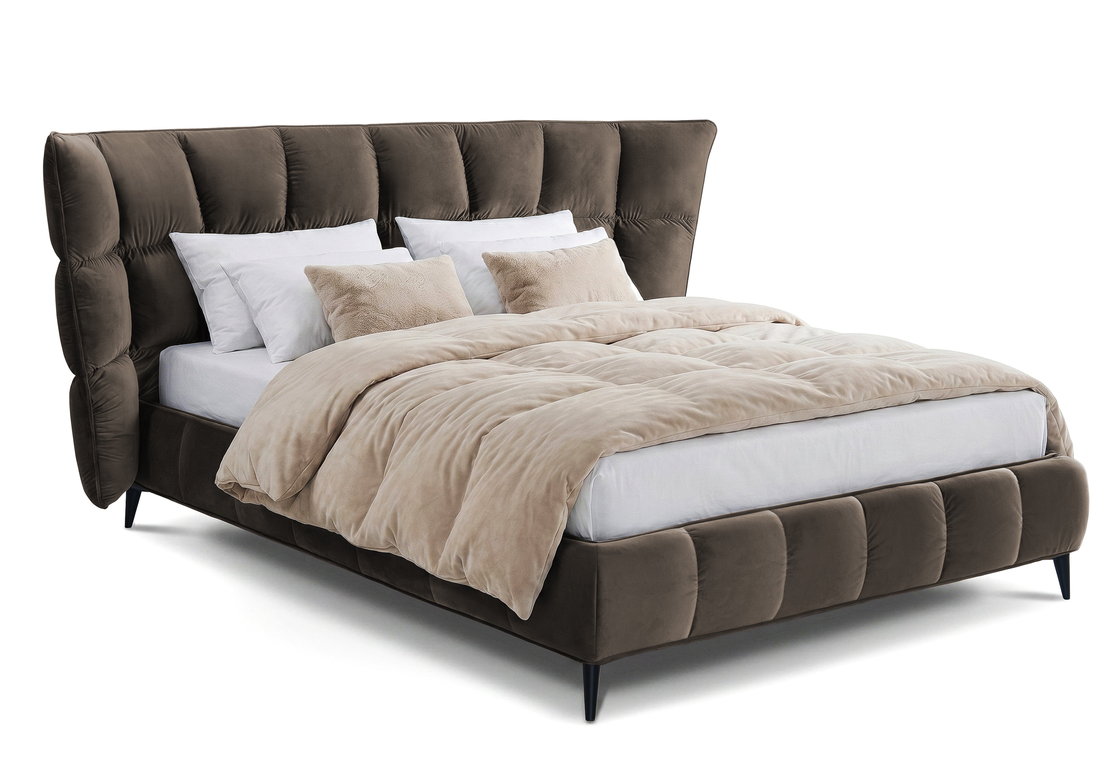 Pat Tapițat Ador, cu somieră fixă, #color_Taupe-Velluto