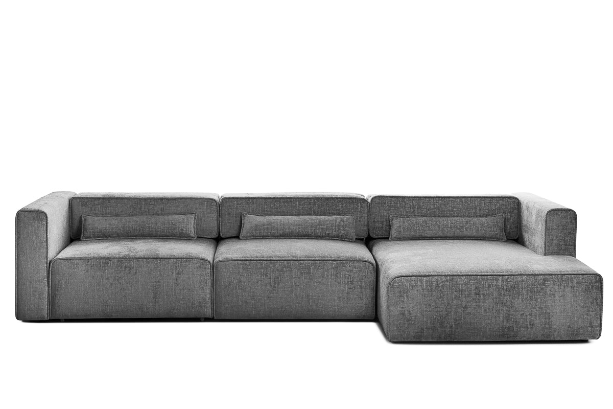 Colțar Extensibil 5 locuri ZANETTO, cu ladă de depozitare, 340x160x70 cm, #color_Gri-Onyx